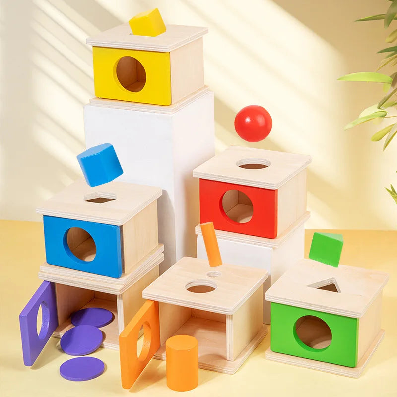 M087 - Wooden Montessori Shape Sorting & Object Permanence Box