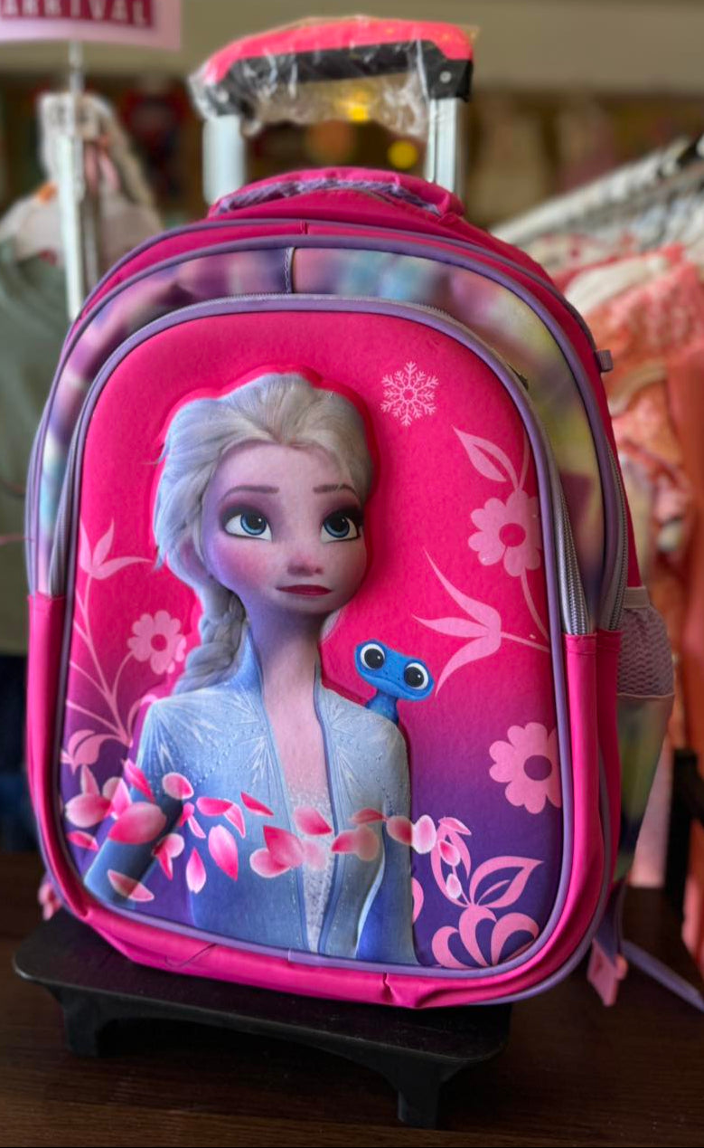 SB004 - 3 pcs 3D set Elsa design: 42 cm school bag with or without wheels + lunch bag + pencil case