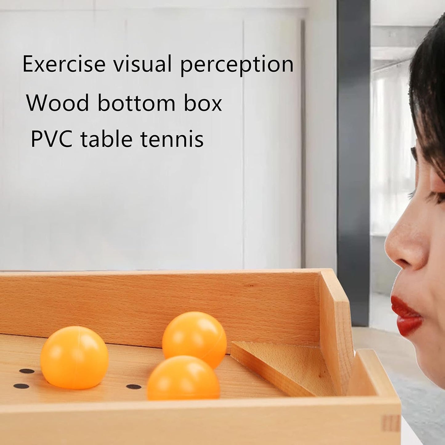 G076 - Montessori Wooden Blow Tennis Box