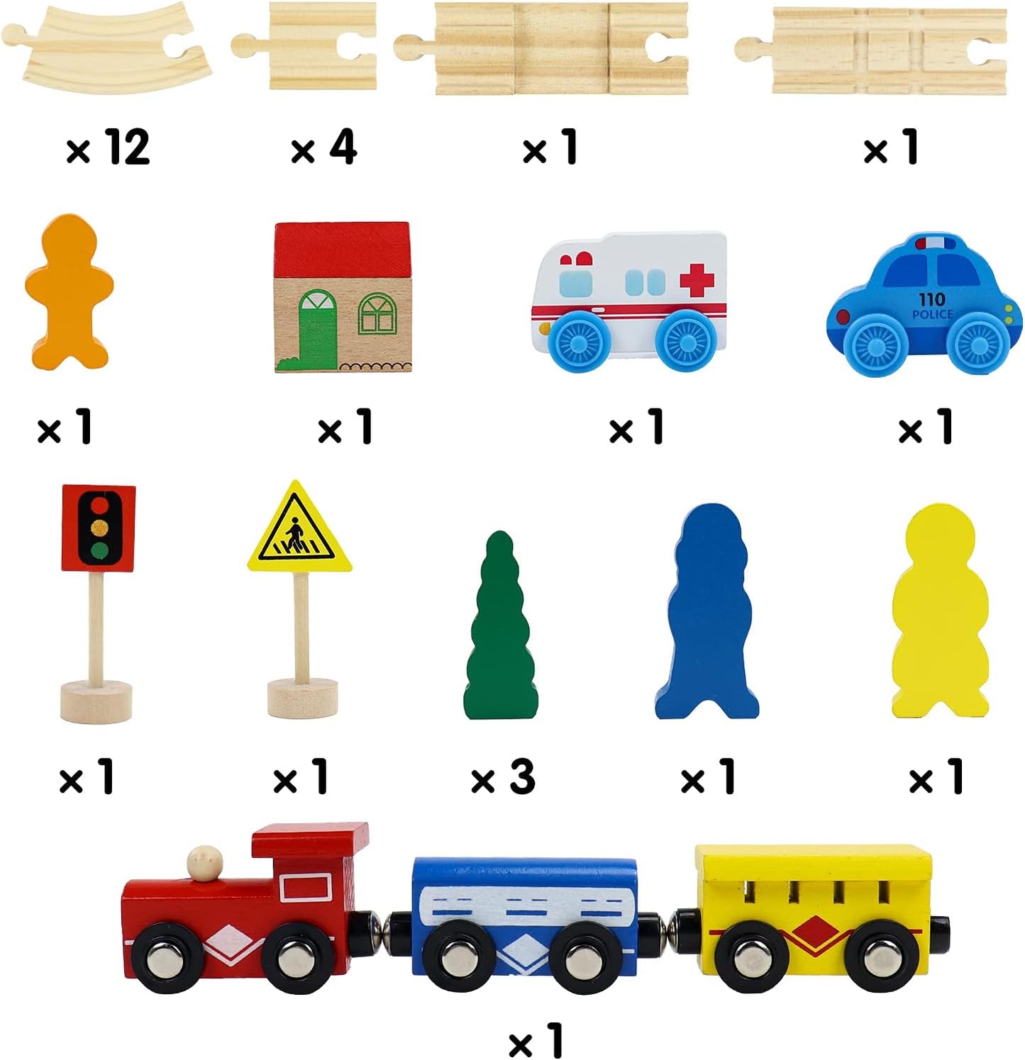 M263 - 33 pcs wooden train track