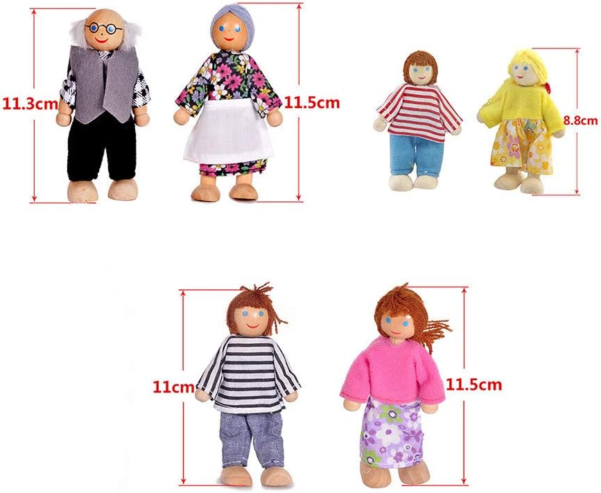 M354 - Wooden family doll set puppet 6 pcs