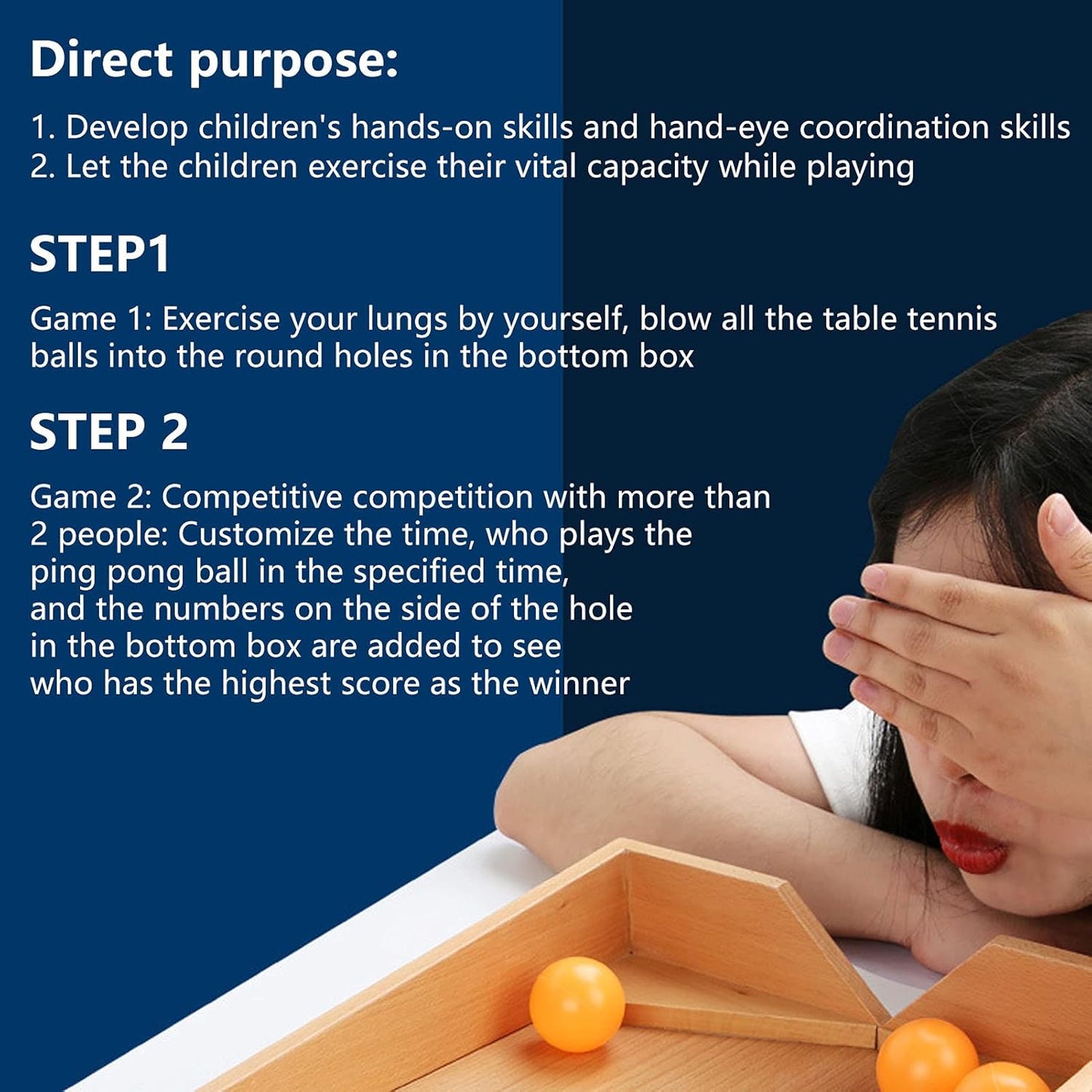 G076 - Montessori Wooden Blow Tennis Box