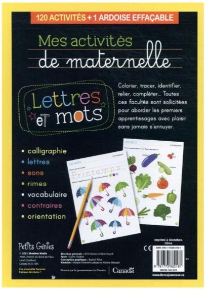 A329 - Mes Activites De Maternelle : Lettres Et Mots (PS3 / GS)