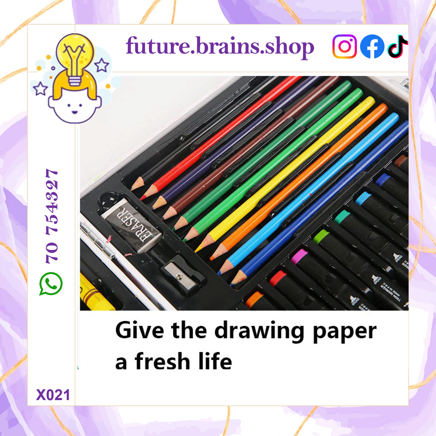 X021 - 48 pcs coloring kit white bag