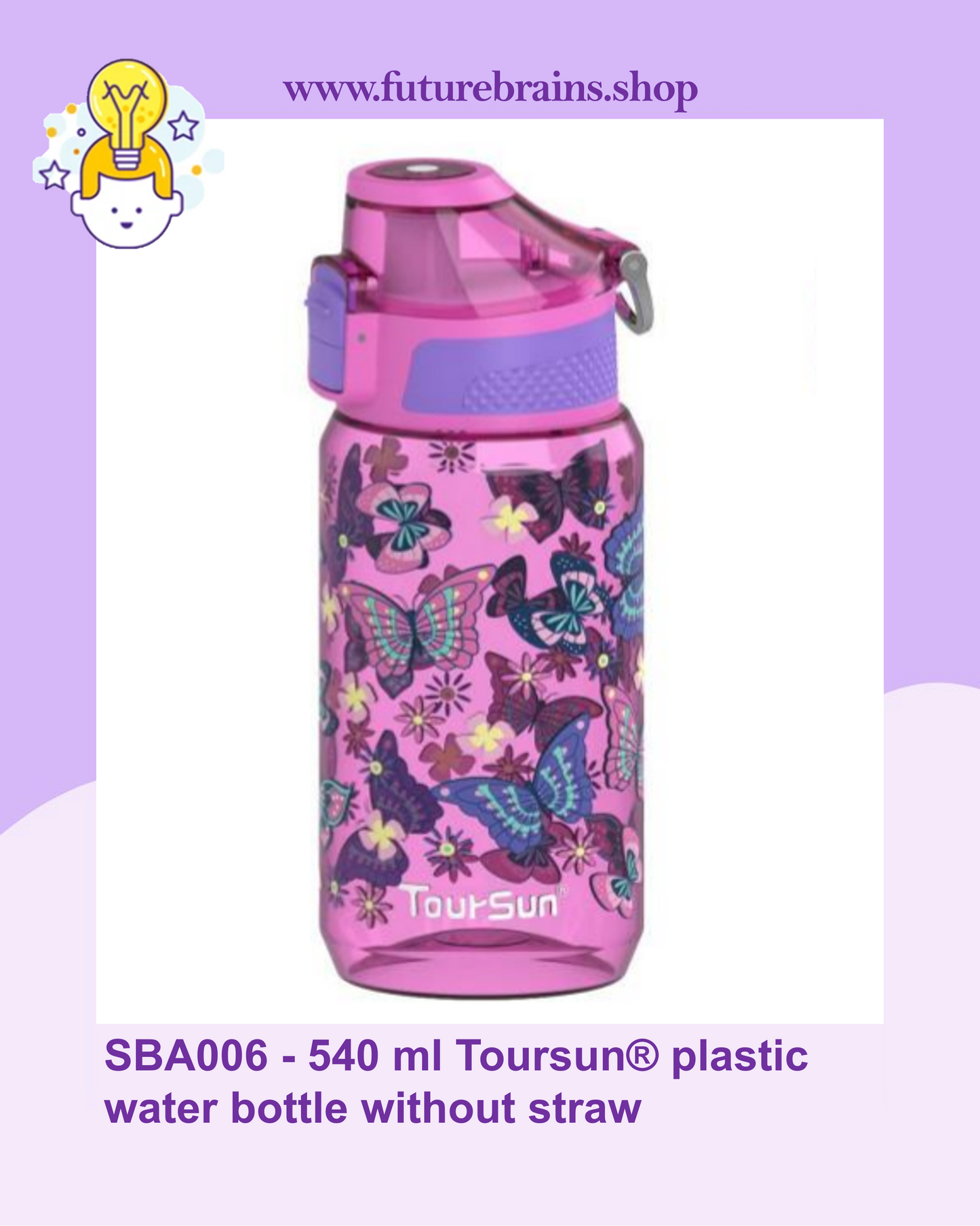 SBA006 - 540 ml Toursun® plastic water bottle without straw