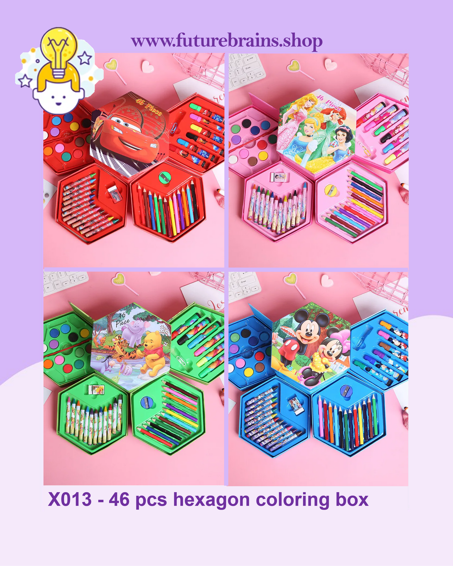X013 - 46 pcs hexagon coloring box