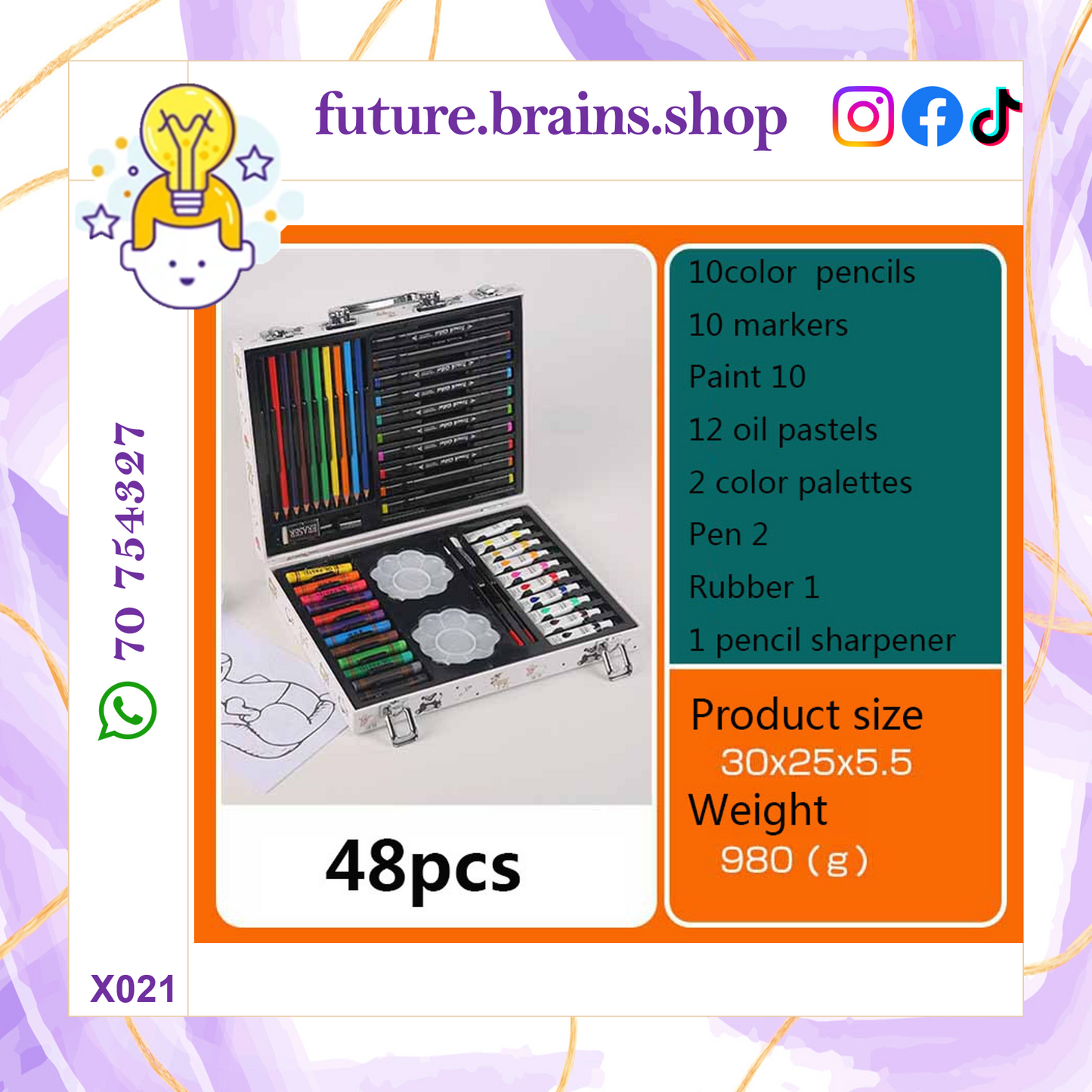 X021 - 48 pcs coloring kit white bag