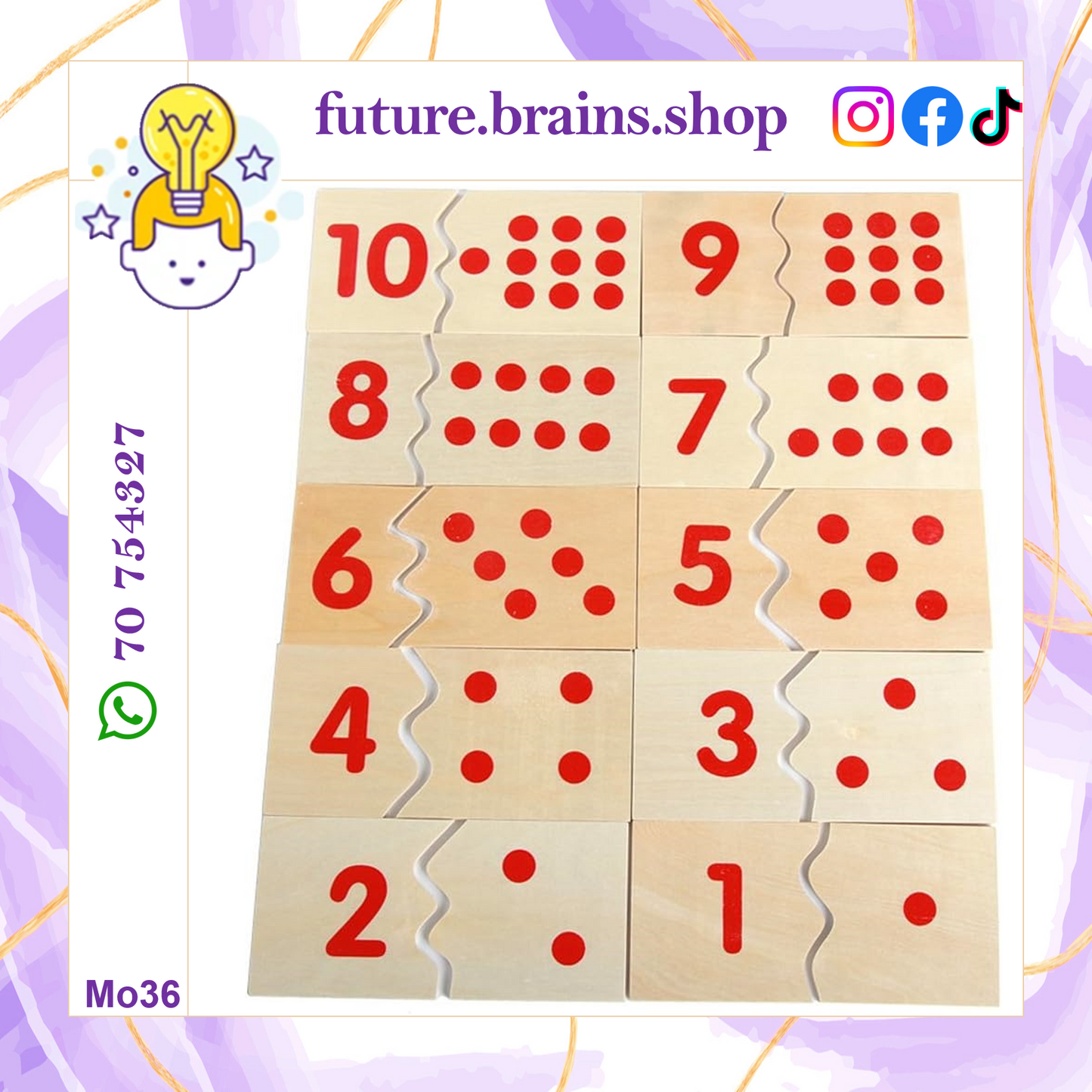 Mo036 - Montessori Number Puzzle 1-10