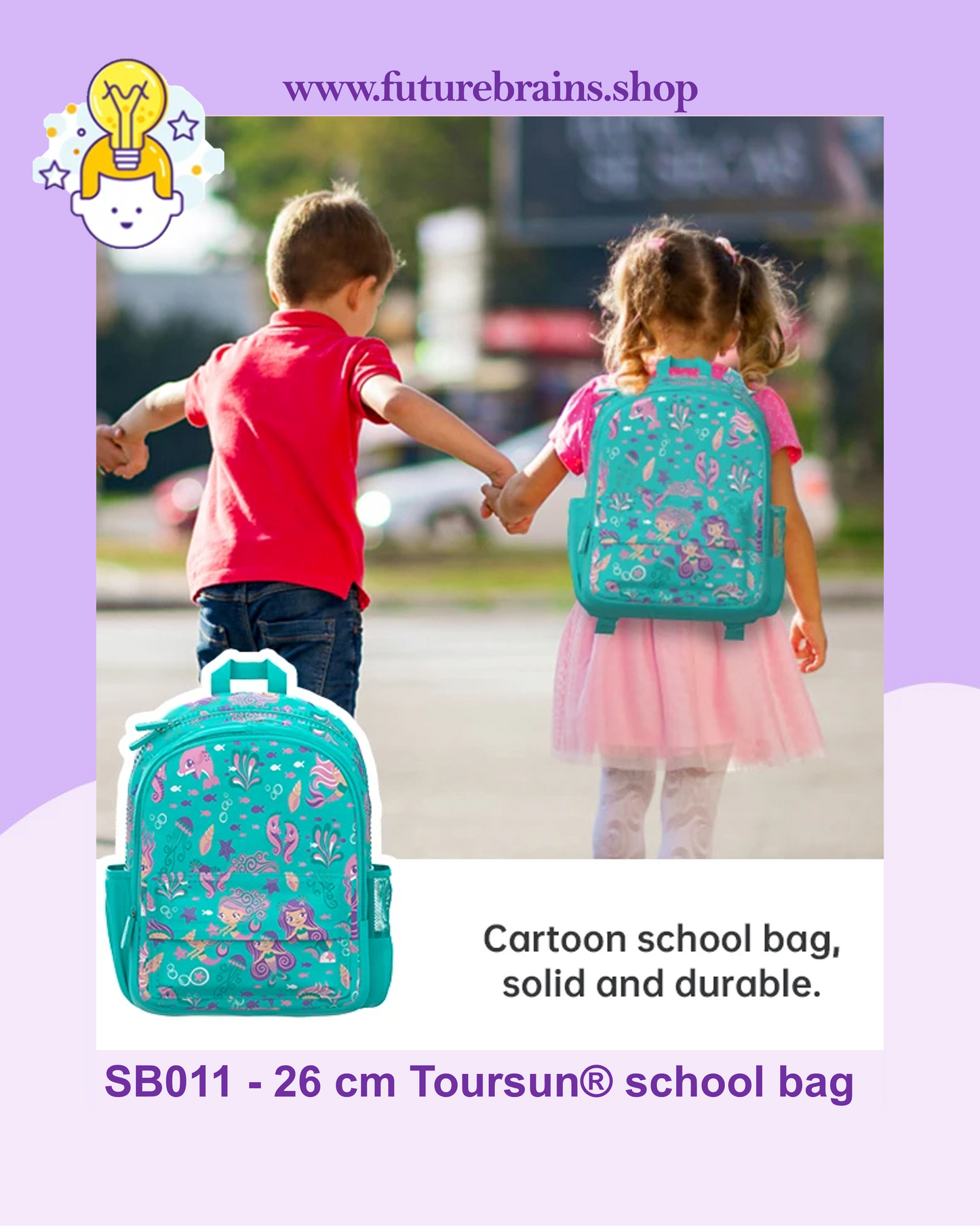 SB011 - 26 cm Toursun® school bag mermaids design