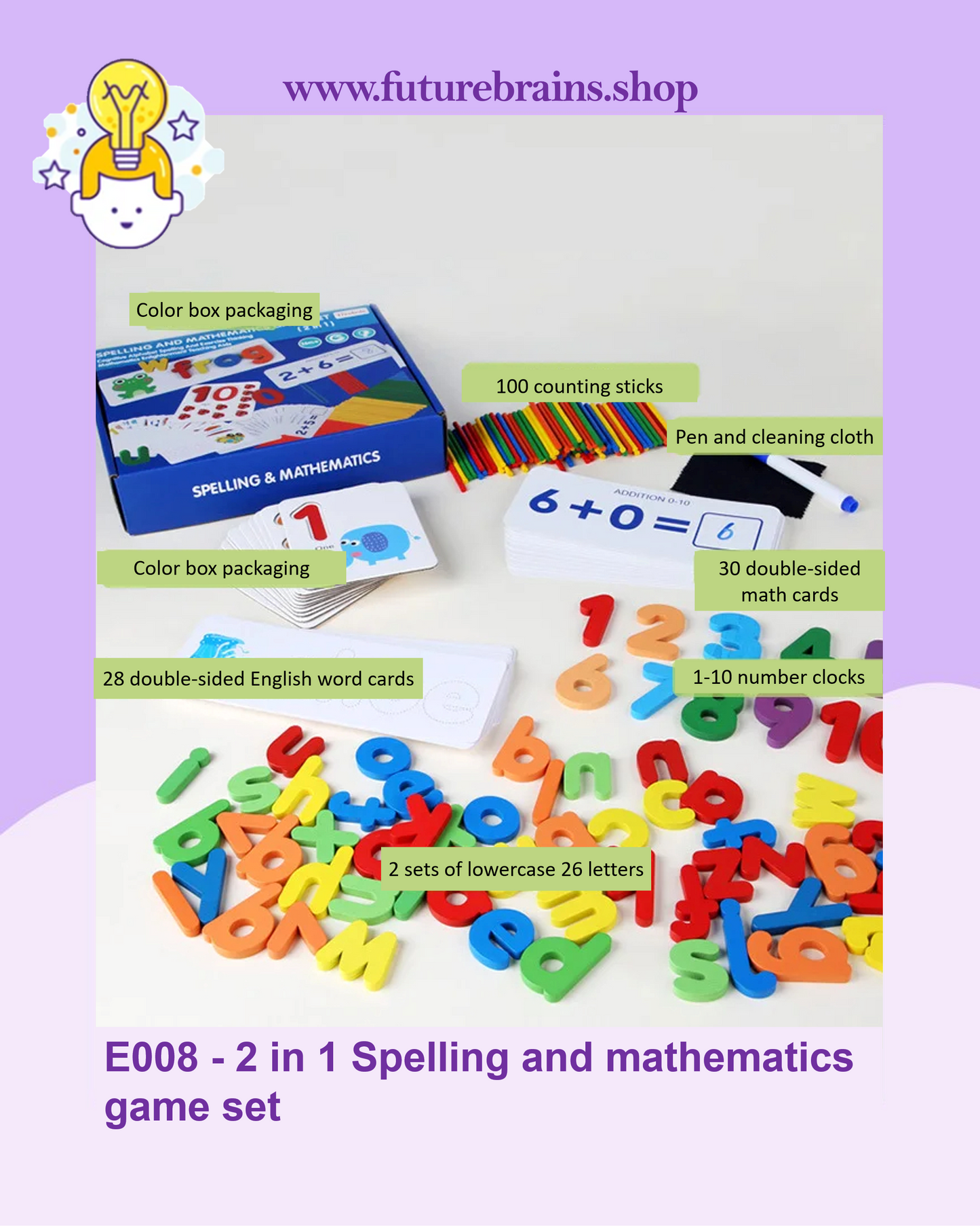E008 - 2 in 1 Spelling and mathematics game set