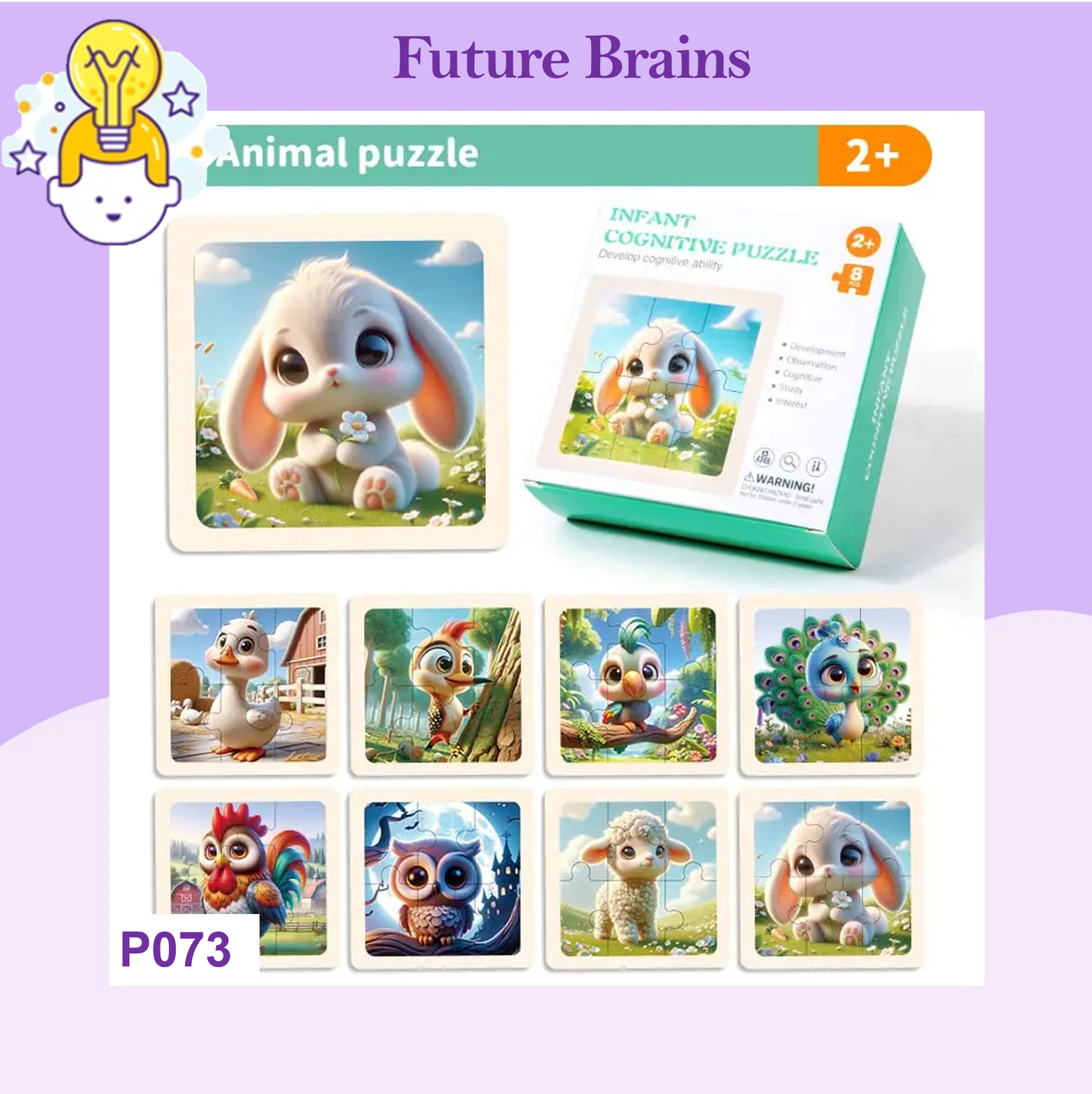 P073 - 6 pcs Infant cognitive puzzles (4 puzzles for 2 $)