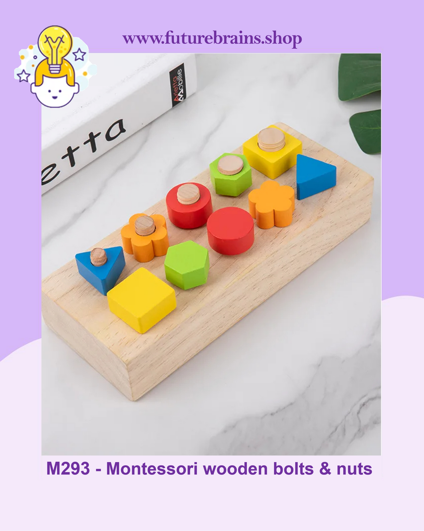 M293 - Montessori wooden bolts and nuts