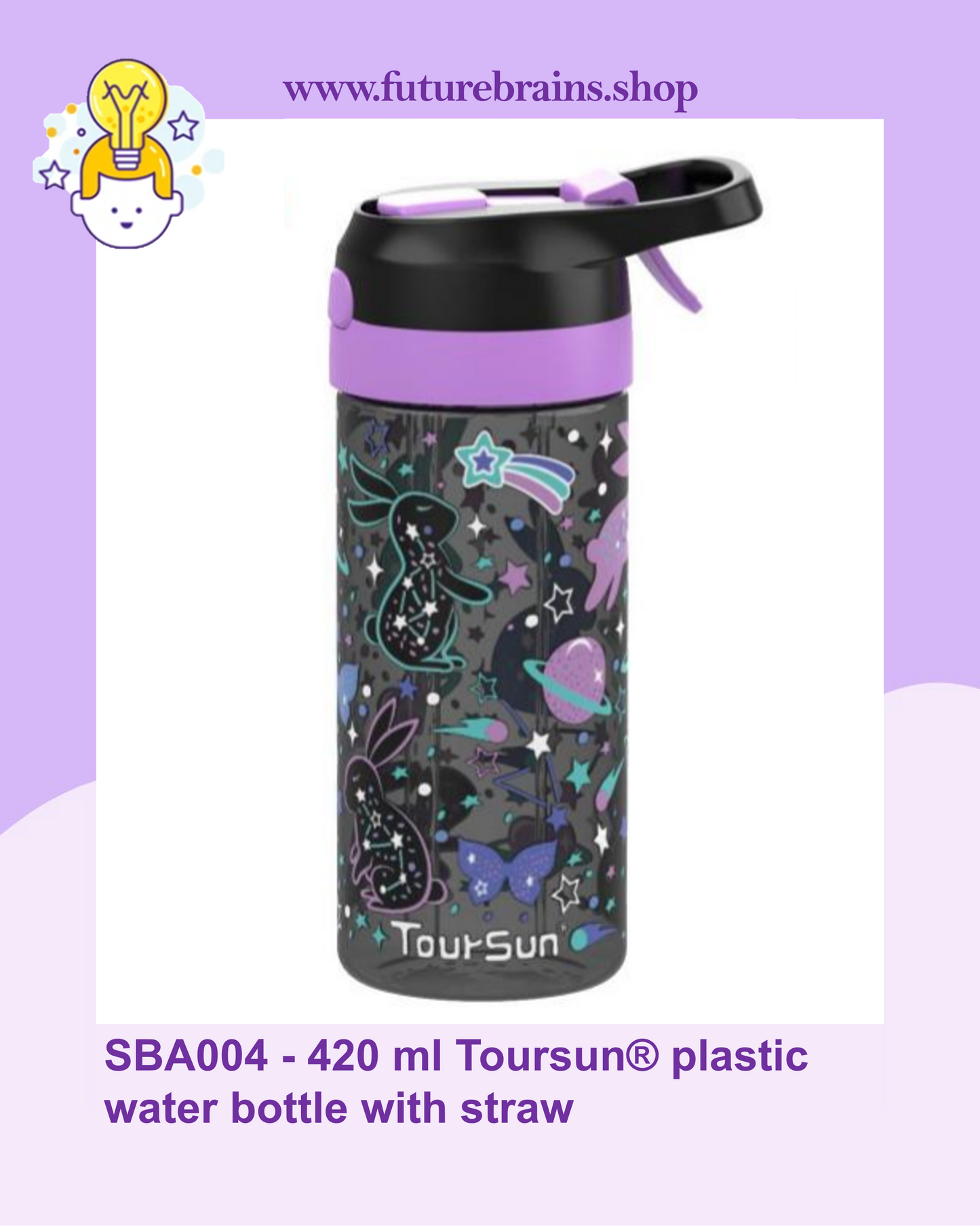 SBA004 - 420 ml Toursun® plastic water bottle with straw