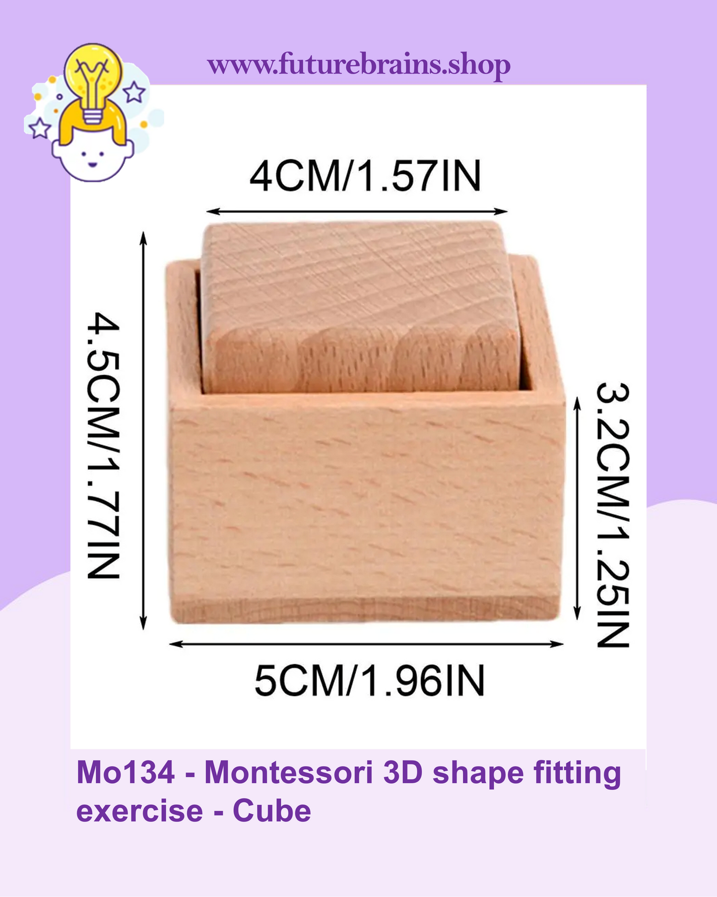 Mo134 - Montessori 3D shape fitting exercise - Cube