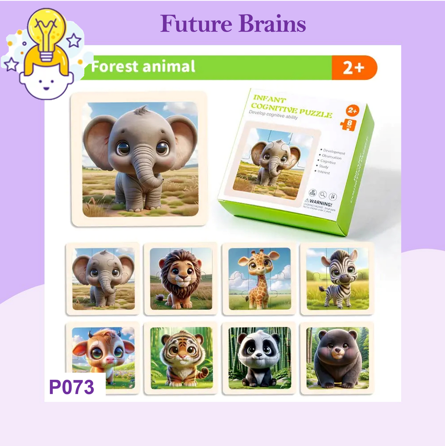 P073 - 6 pcs Infant cognitive puzzles (4 puzzles for 2 $)