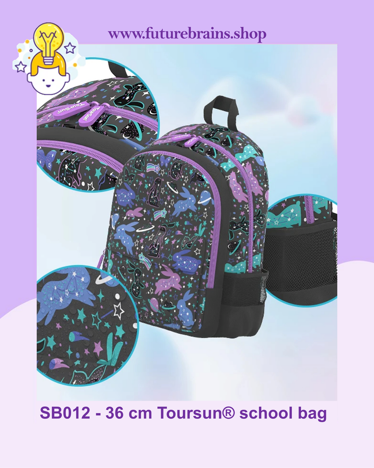 SB012 - 36 cm Toursun® school bag butterflies design