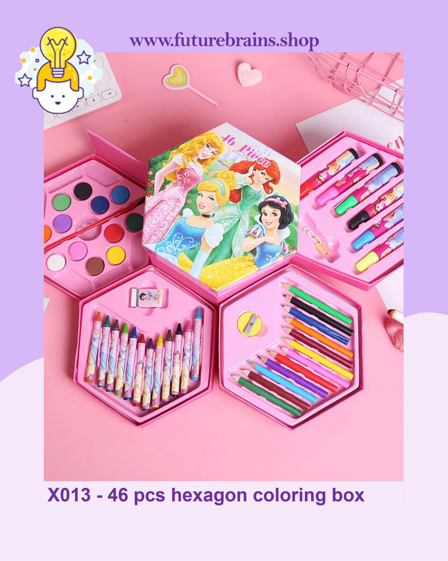 X013 - 46 pcs hexagon coloring box