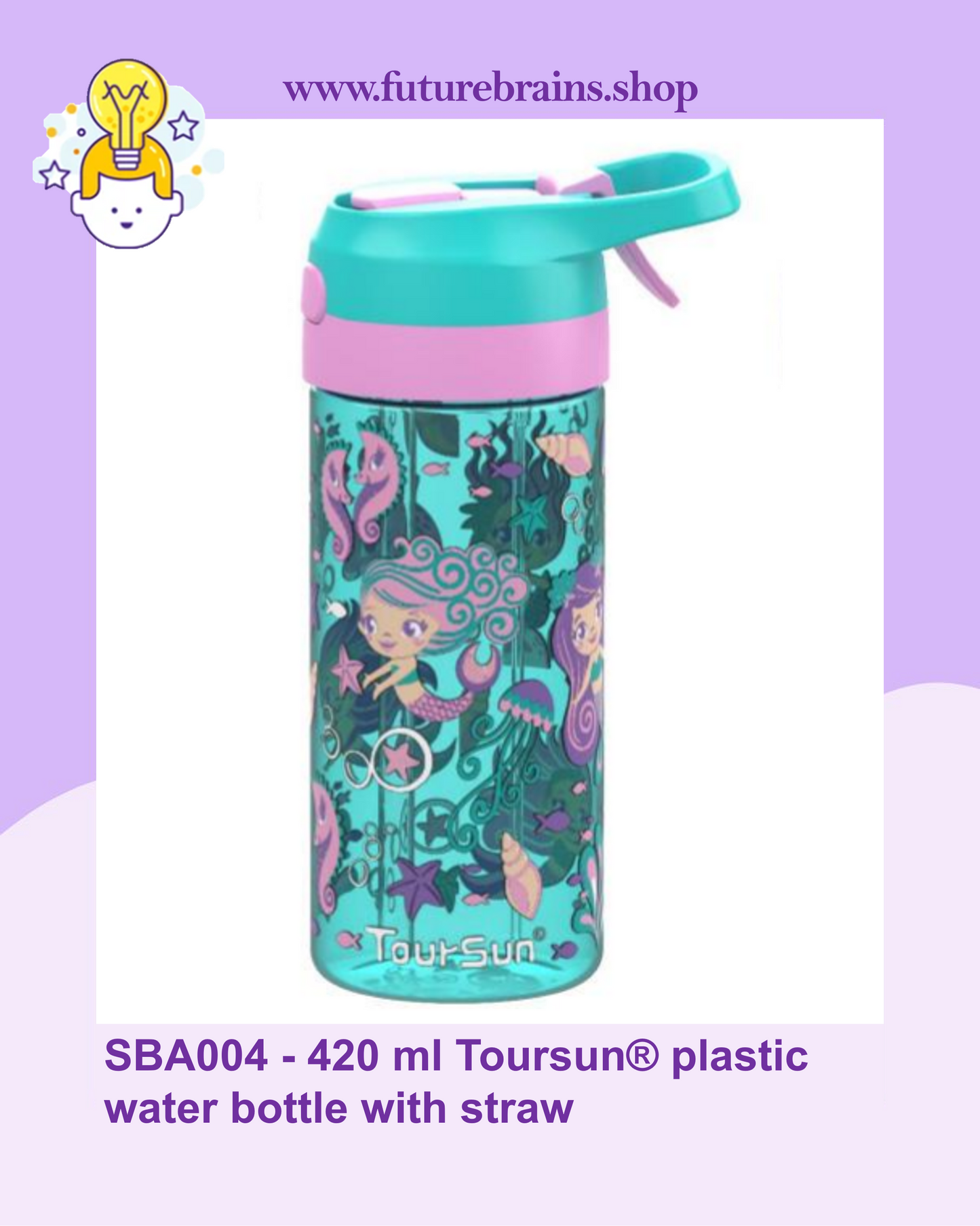 SBA004 - 420 ml Toursun® plastic water bottle with straw