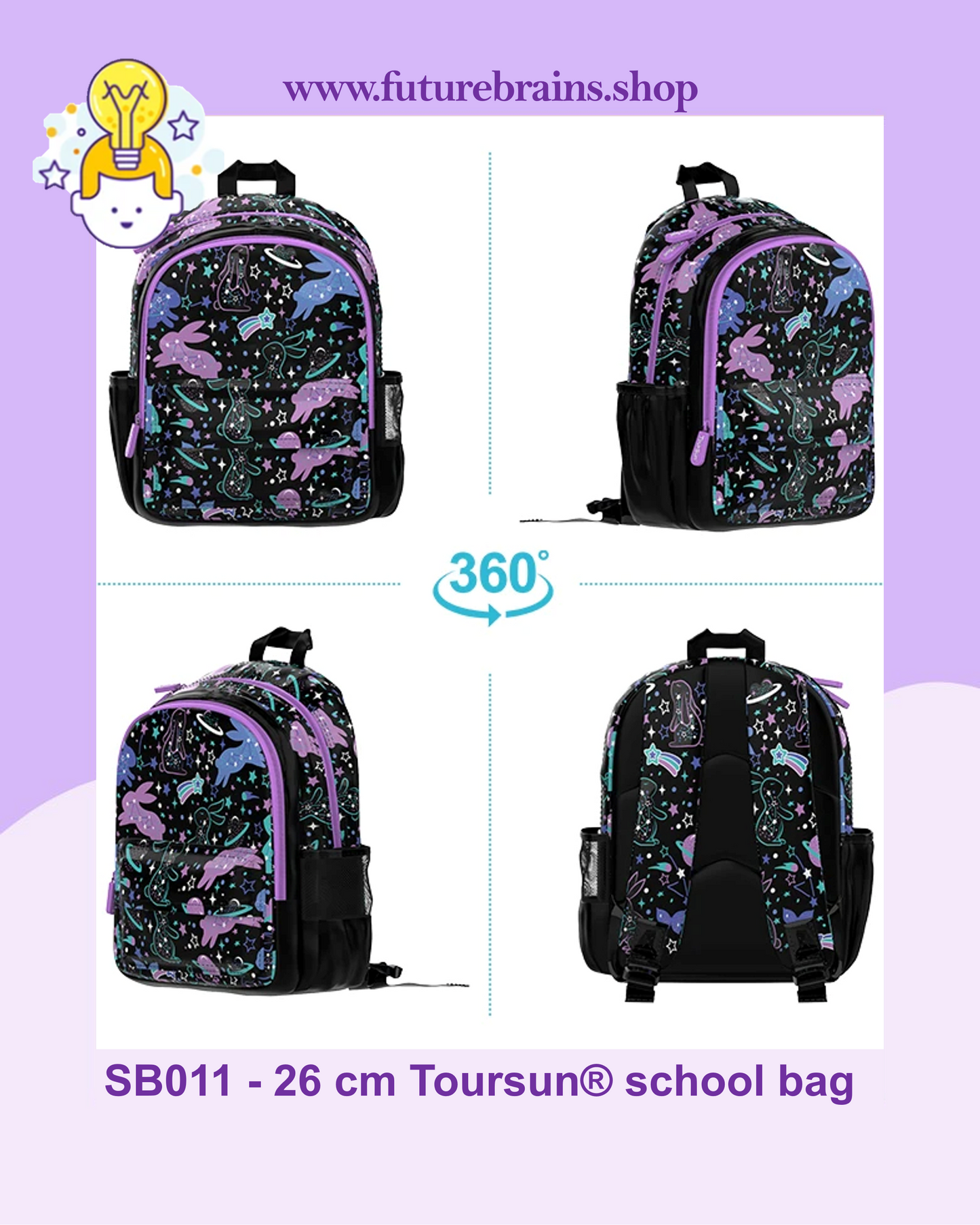 SB011 - 26 cm Toursun® school bag star bunny design