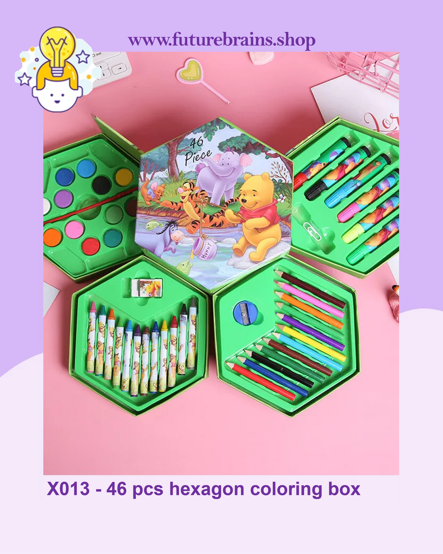 X013 - 46 pcs hexagon coloring box