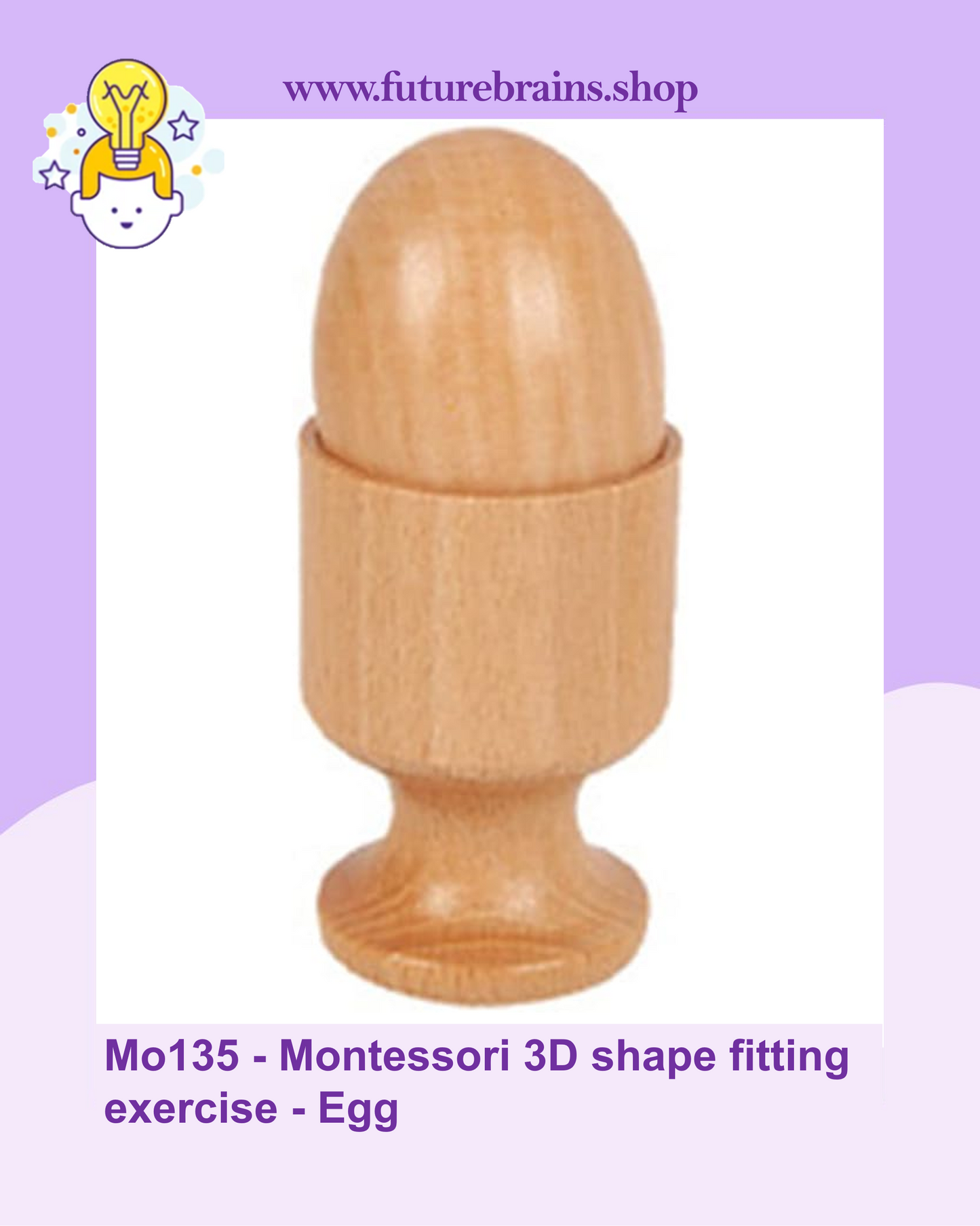 Mo135 - Montessori 3D shape fitting exercise - Egg