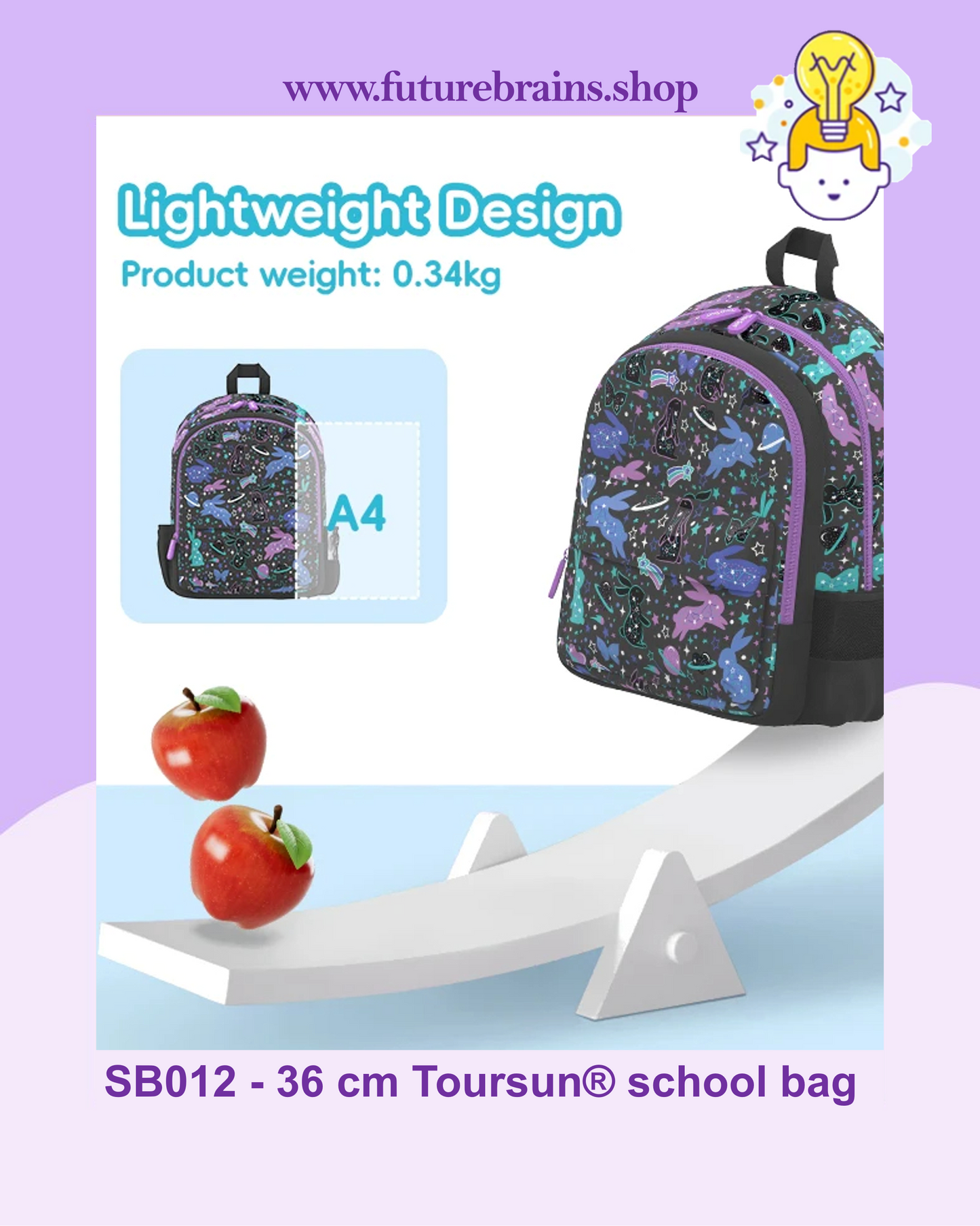 SB012 - 36 cm Toursun® school bag butterflies design