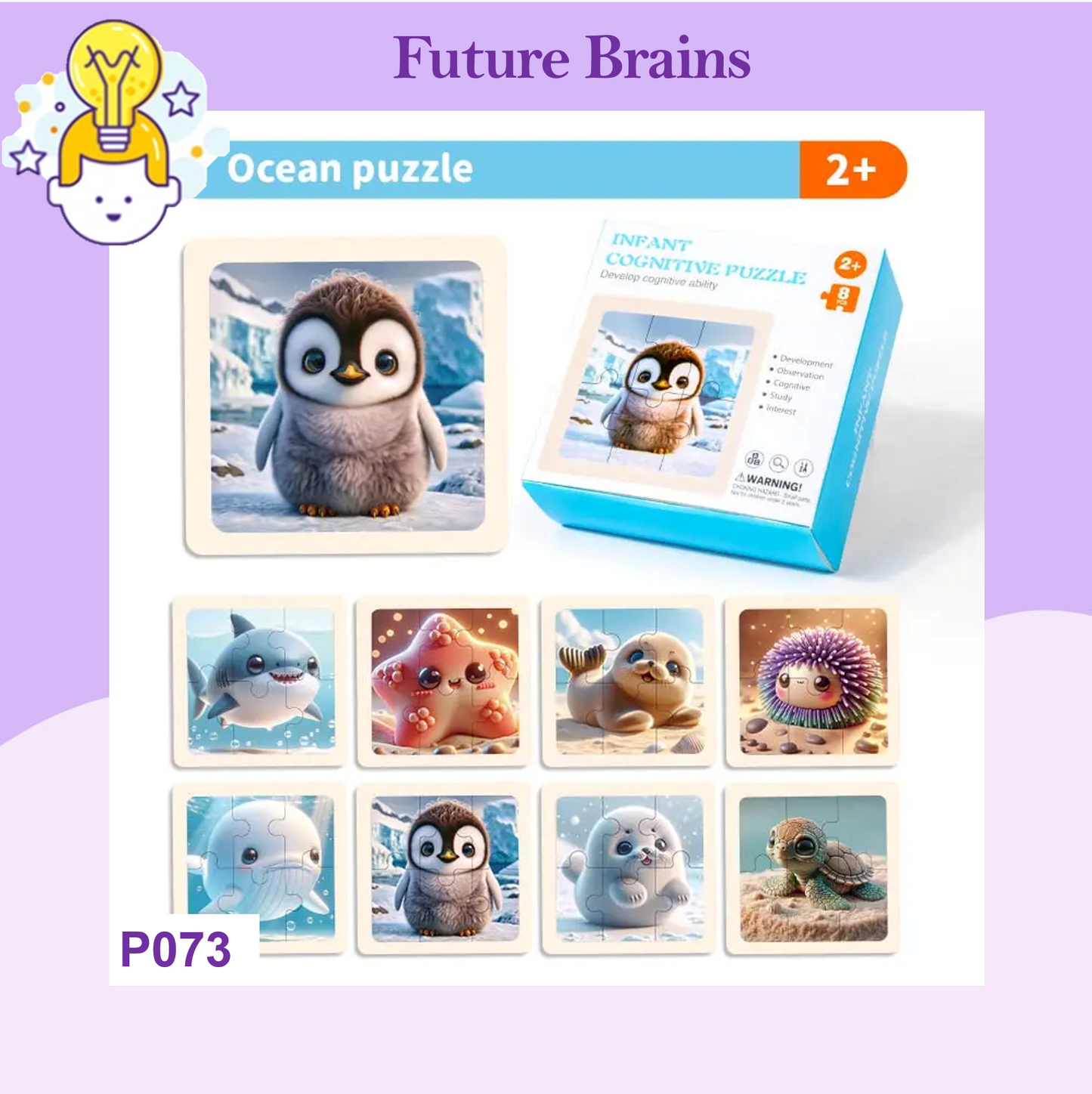 P073 - 6 pcs Infant cognitive puzzles (4 puzzles for 2 $)
