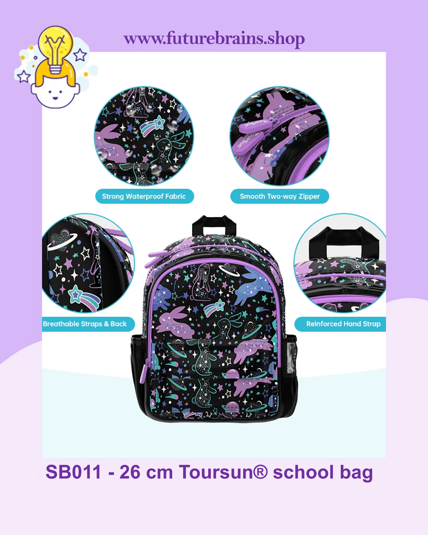 SB011 - 26 cm Toursun® school bag star bunny design