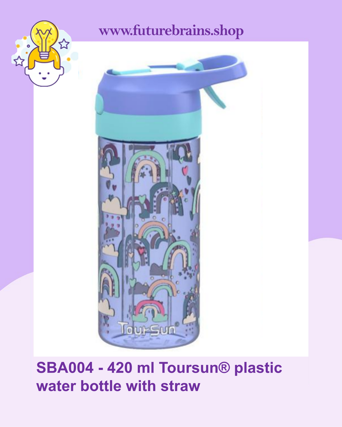 SBA004 - 420 ml Toursun® plastic water bottle with straw