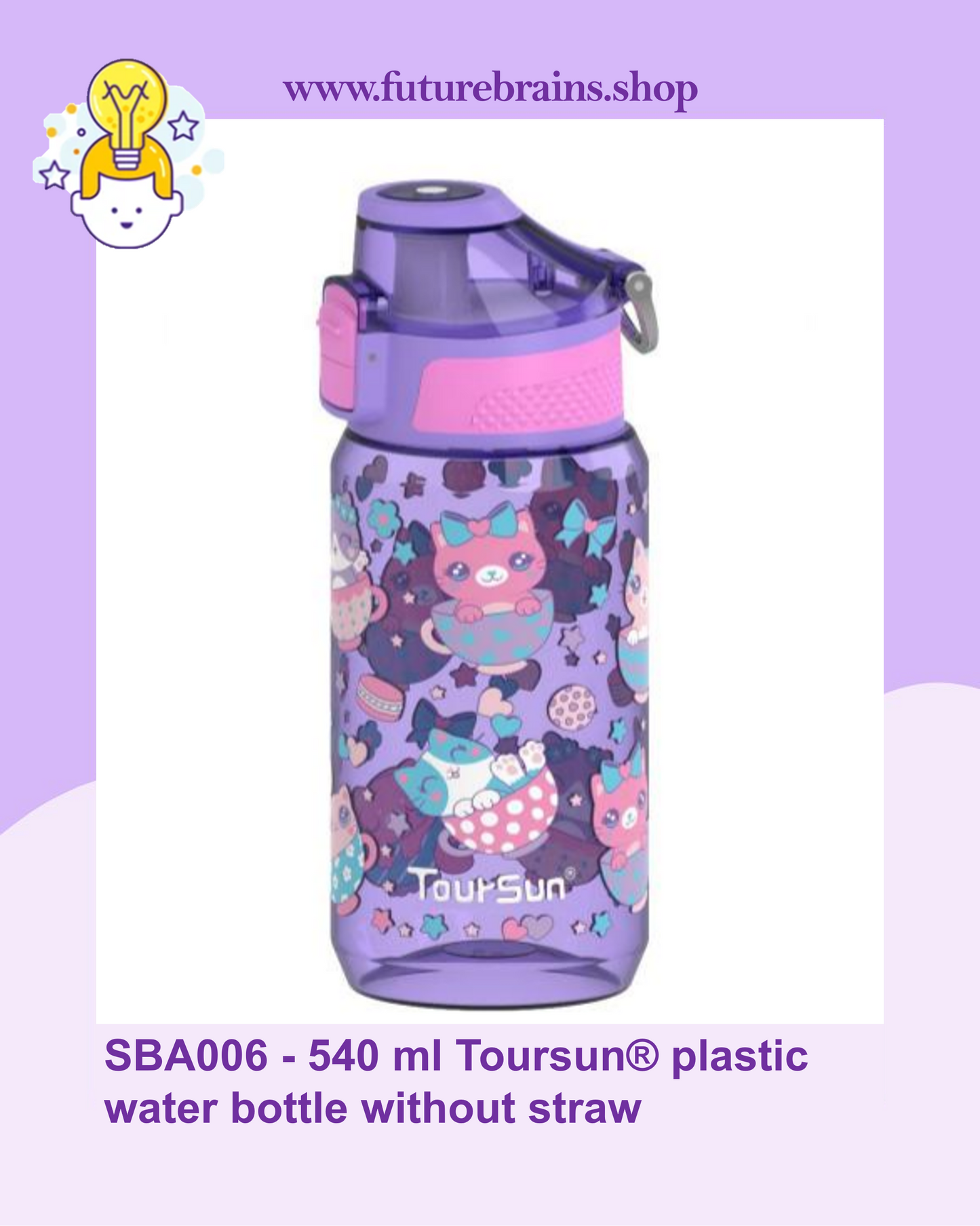 SBA006 - 540 ml Toursun® plastic water bottle without straw
