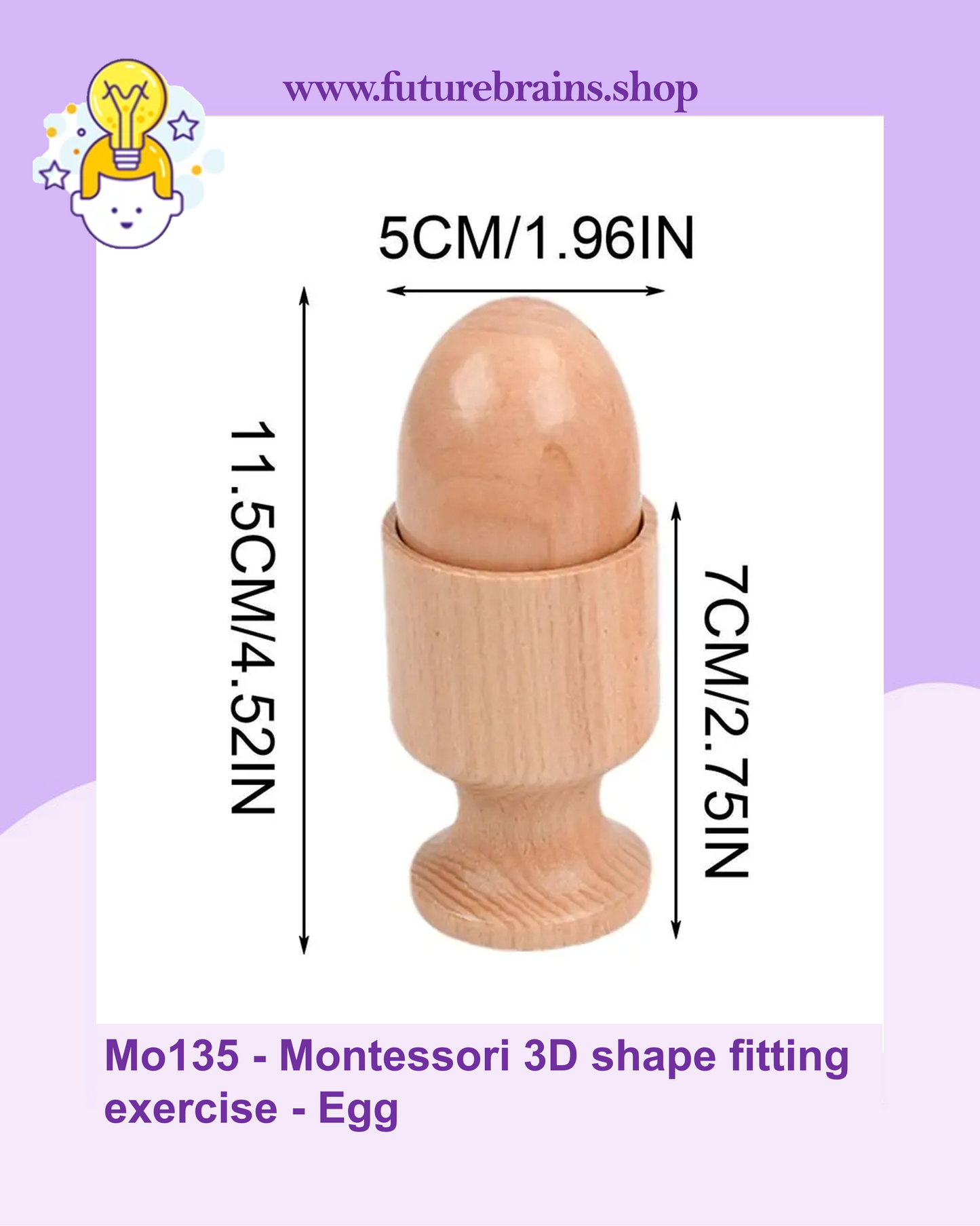 Mo135 - Montessori 3D shape fitting exercise - Egg