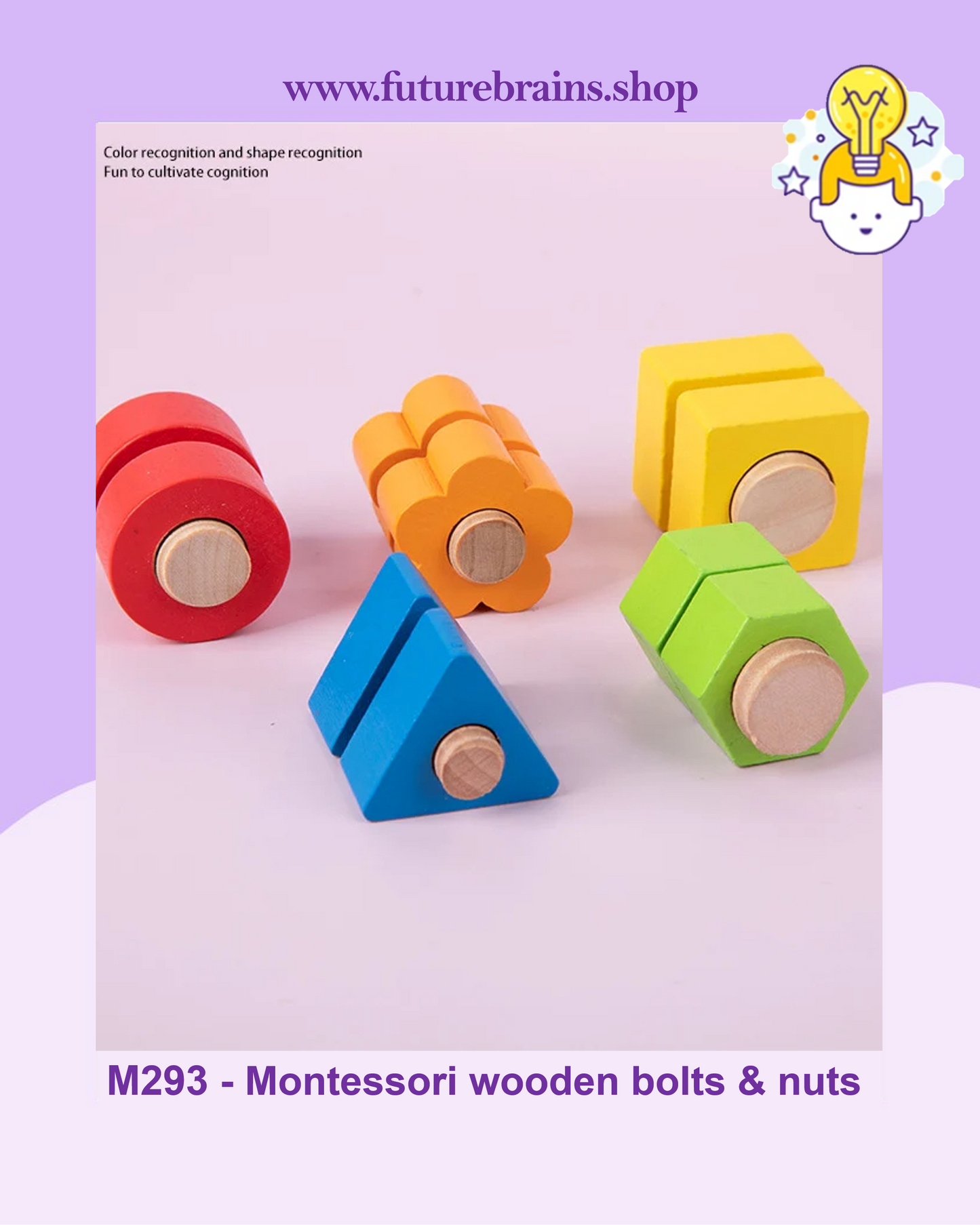 M293 - Montessori wooden bolts and nuts