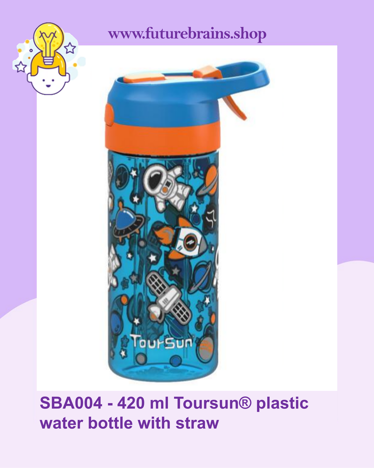 SBA004 - 420 ml Toursun® plastic water bottle with straw