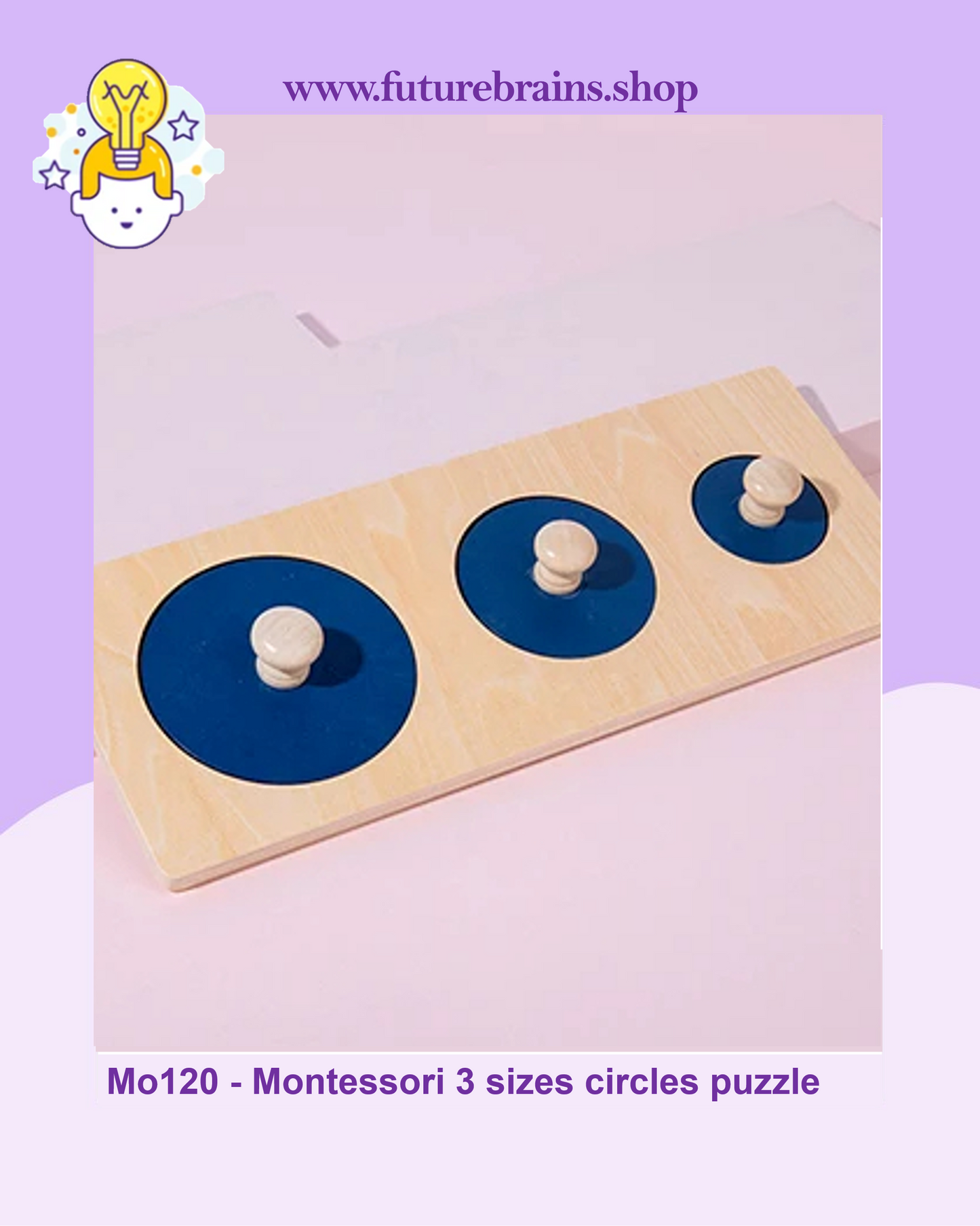 Mo120 - Montessori 3 sizes of circles puzzle