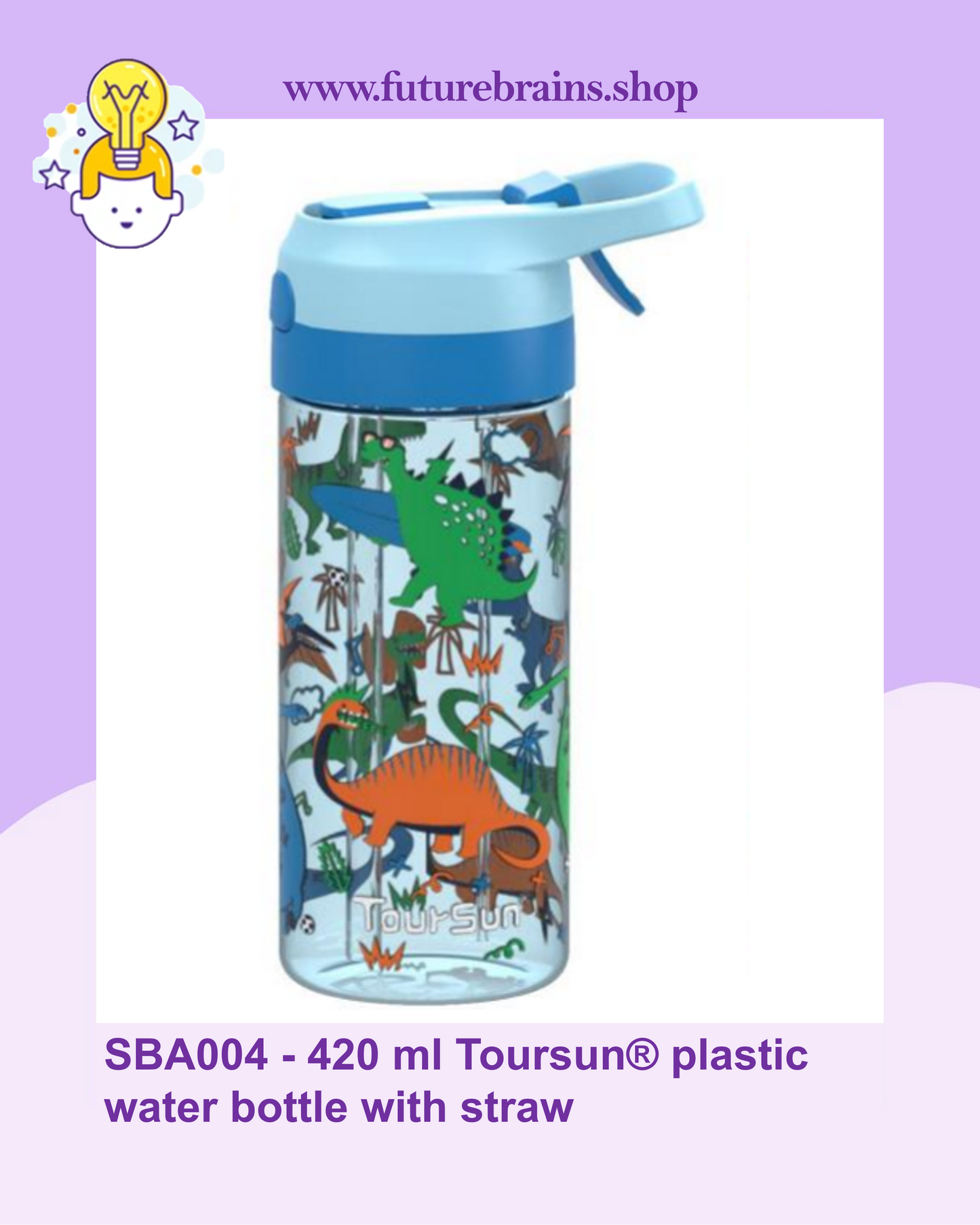 SBA004 - 420 ml Toursun® plastic water bottle with straw