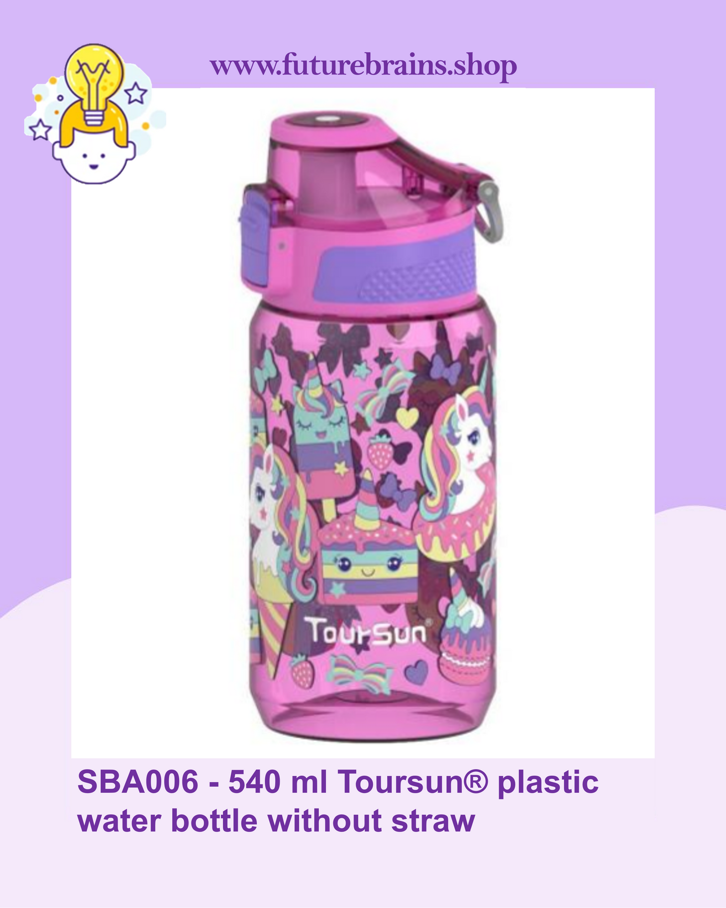 SBA006 - 540 ml Toursun® plastic water bottle without straw