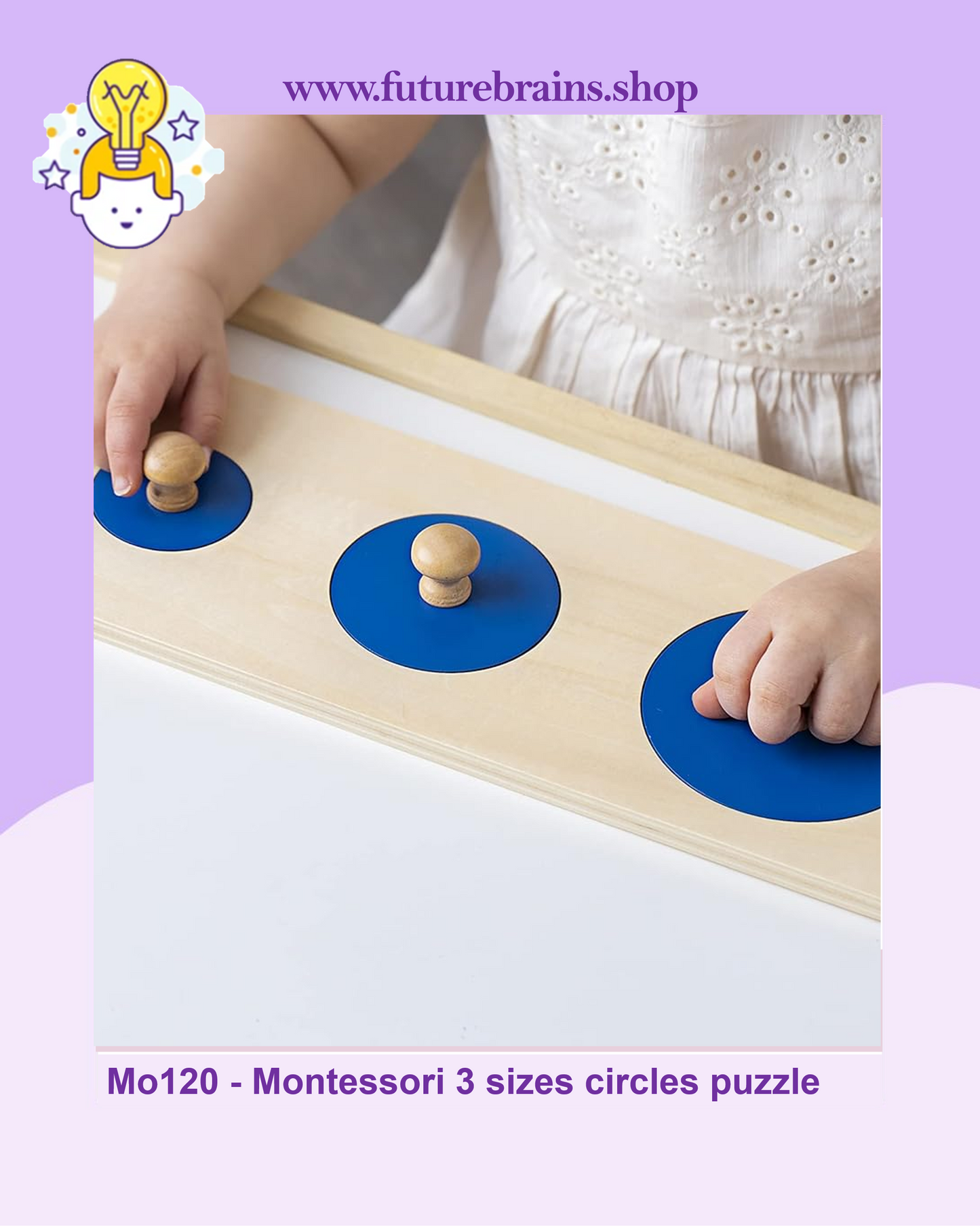 Mo120 - Montessori 3 sizes of circles puzzle
