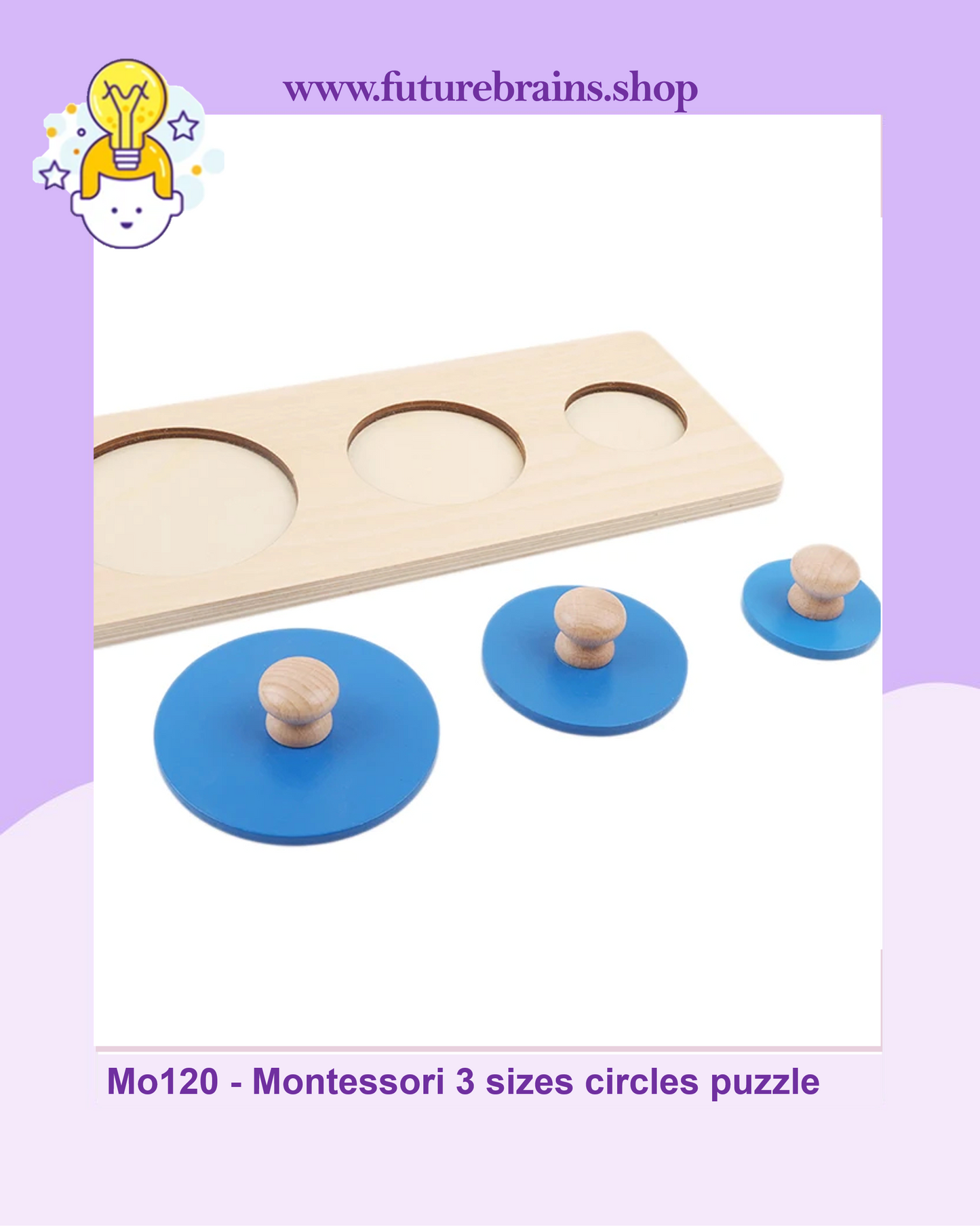 Mo120 - Montessori 3 sizes of circles puzzle