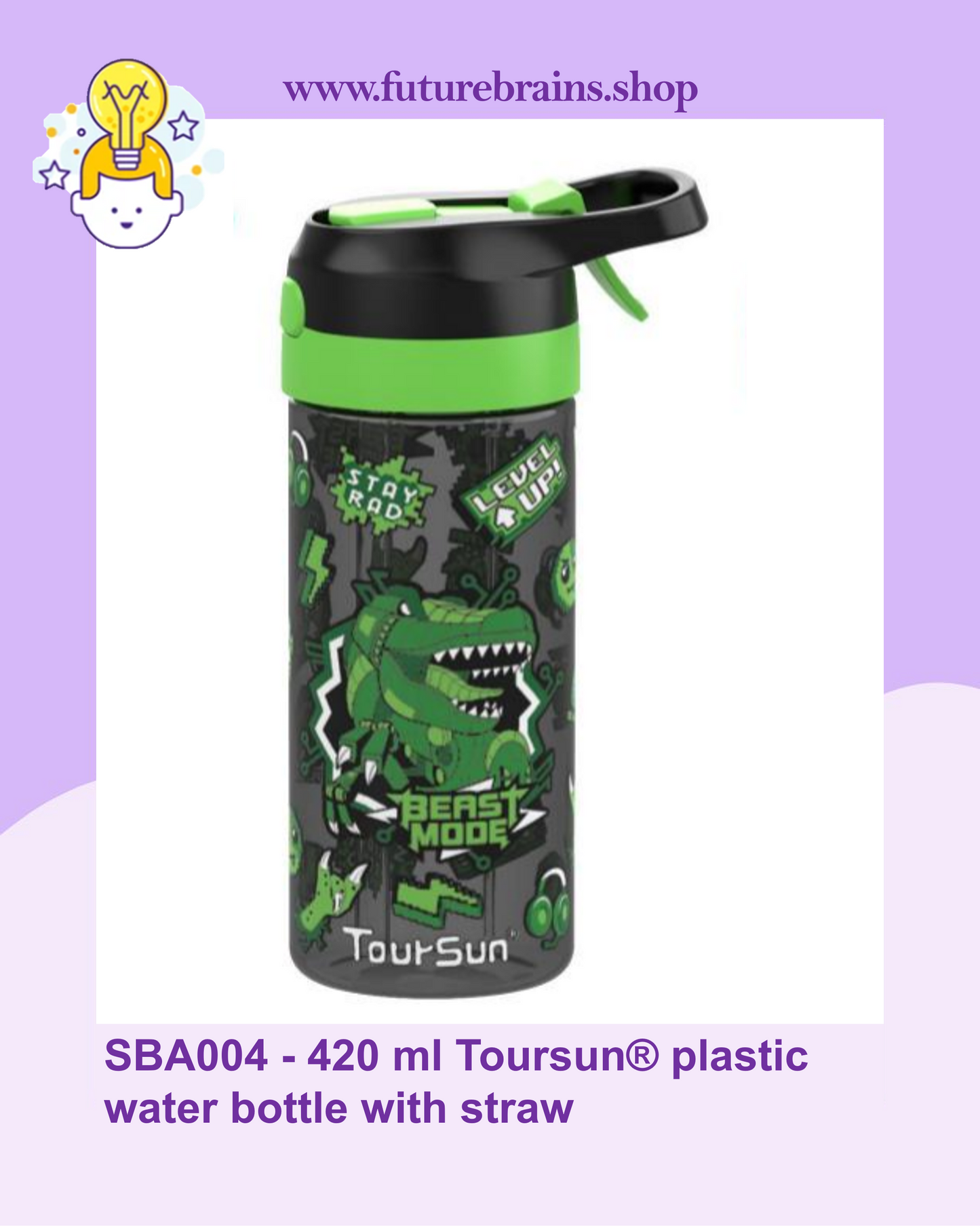 SBA004 - 420 ml Toursun® plastic water bottle with straw