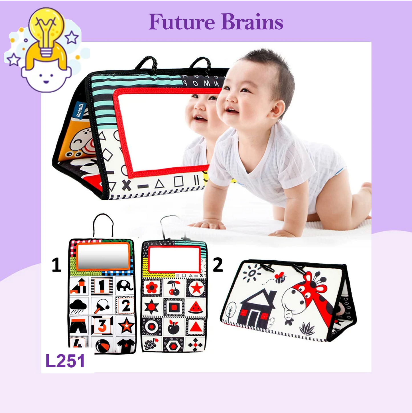 L251 - Black and white baby foldable floor mirror