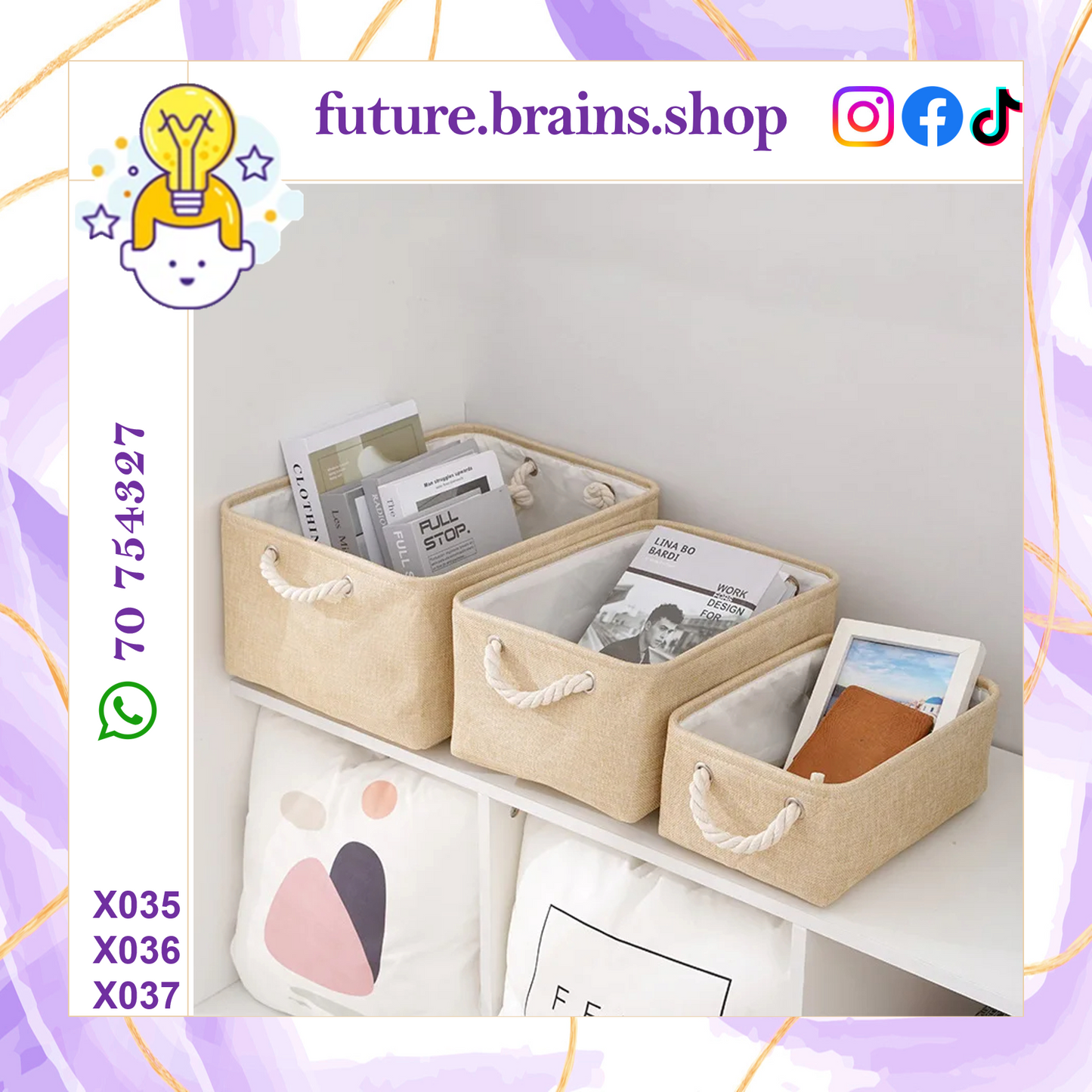 3 sizes storage baskets