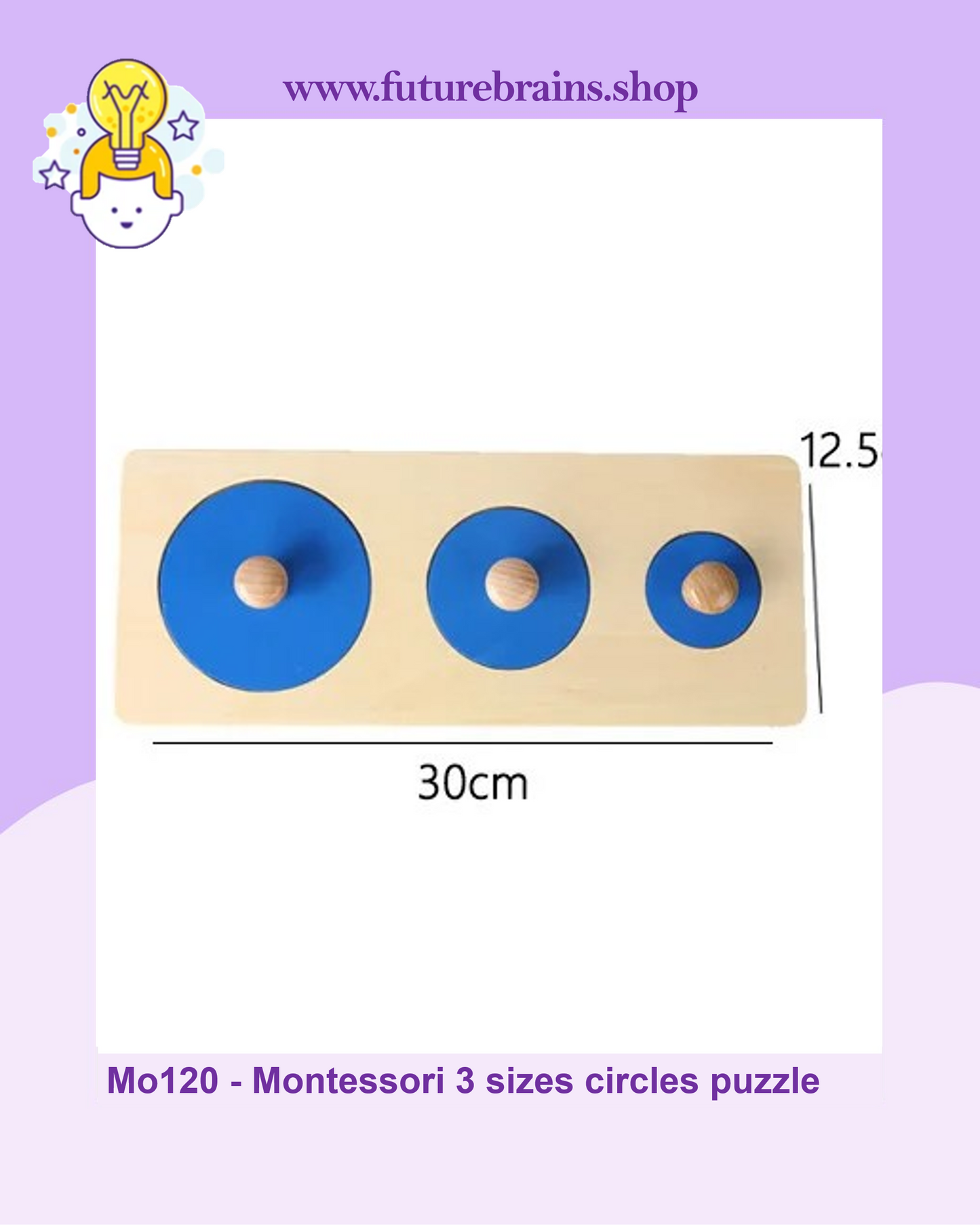 Mo120 - Montessori 3 sizes of circles puzzle
