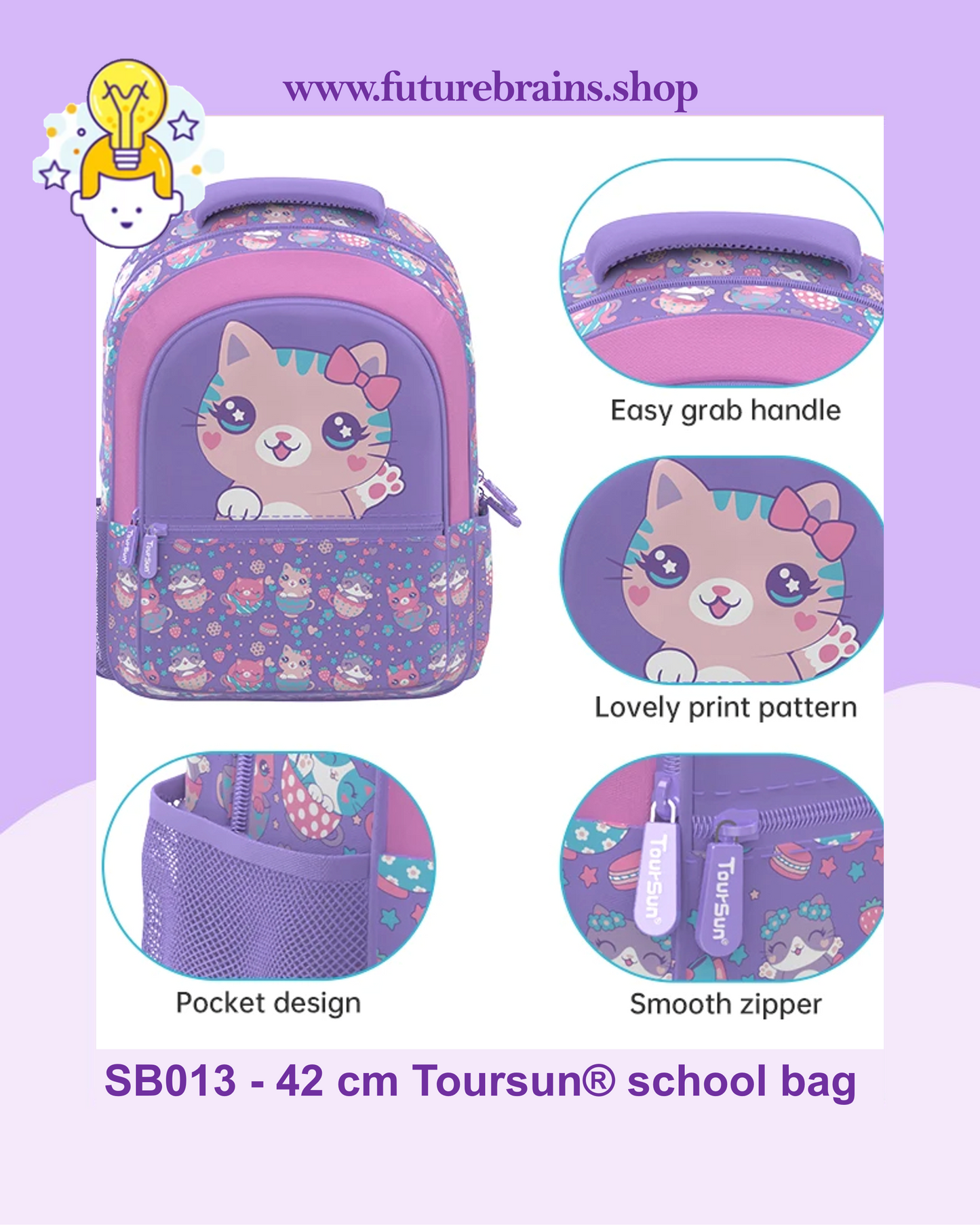 SB013 - 42 cm Toursun® school bag cats design