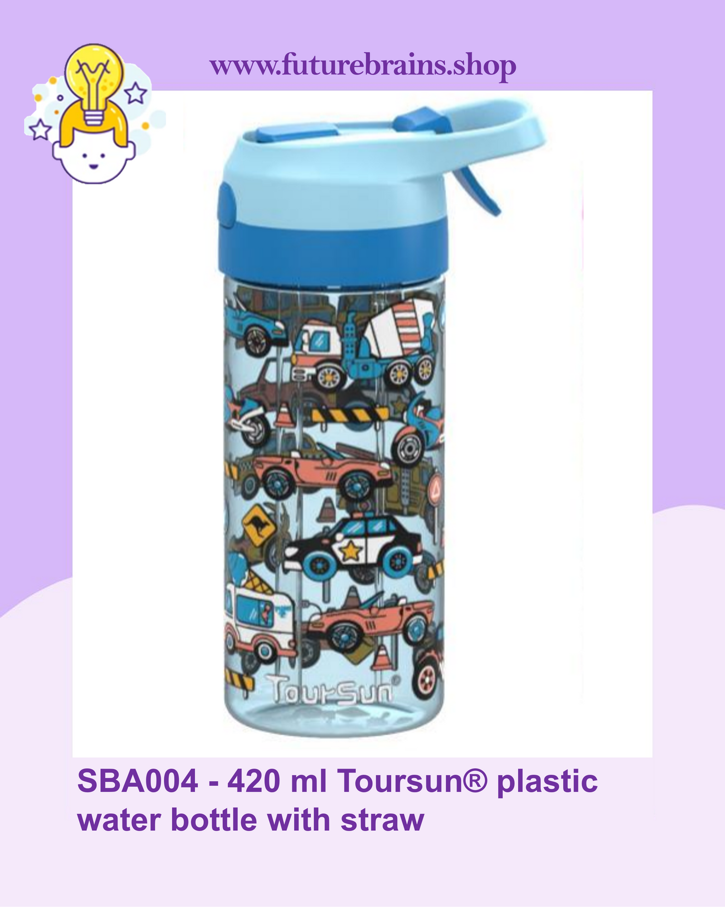 SBA004 - 420 ml Toursun® plastic water bottle with straw