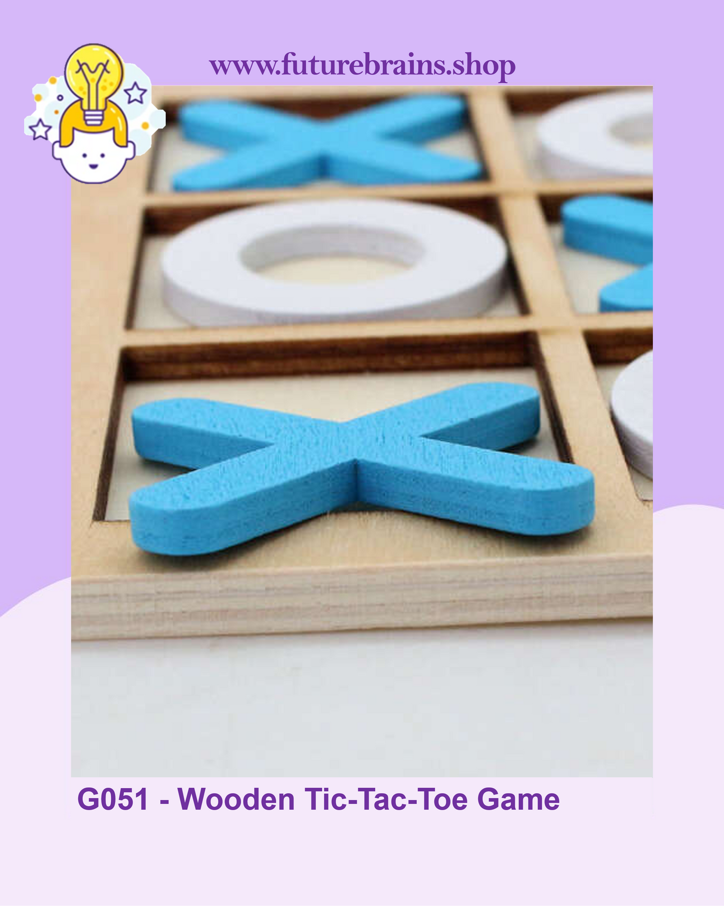 G051 - Wooden Tic-Tac-Toe Board Game