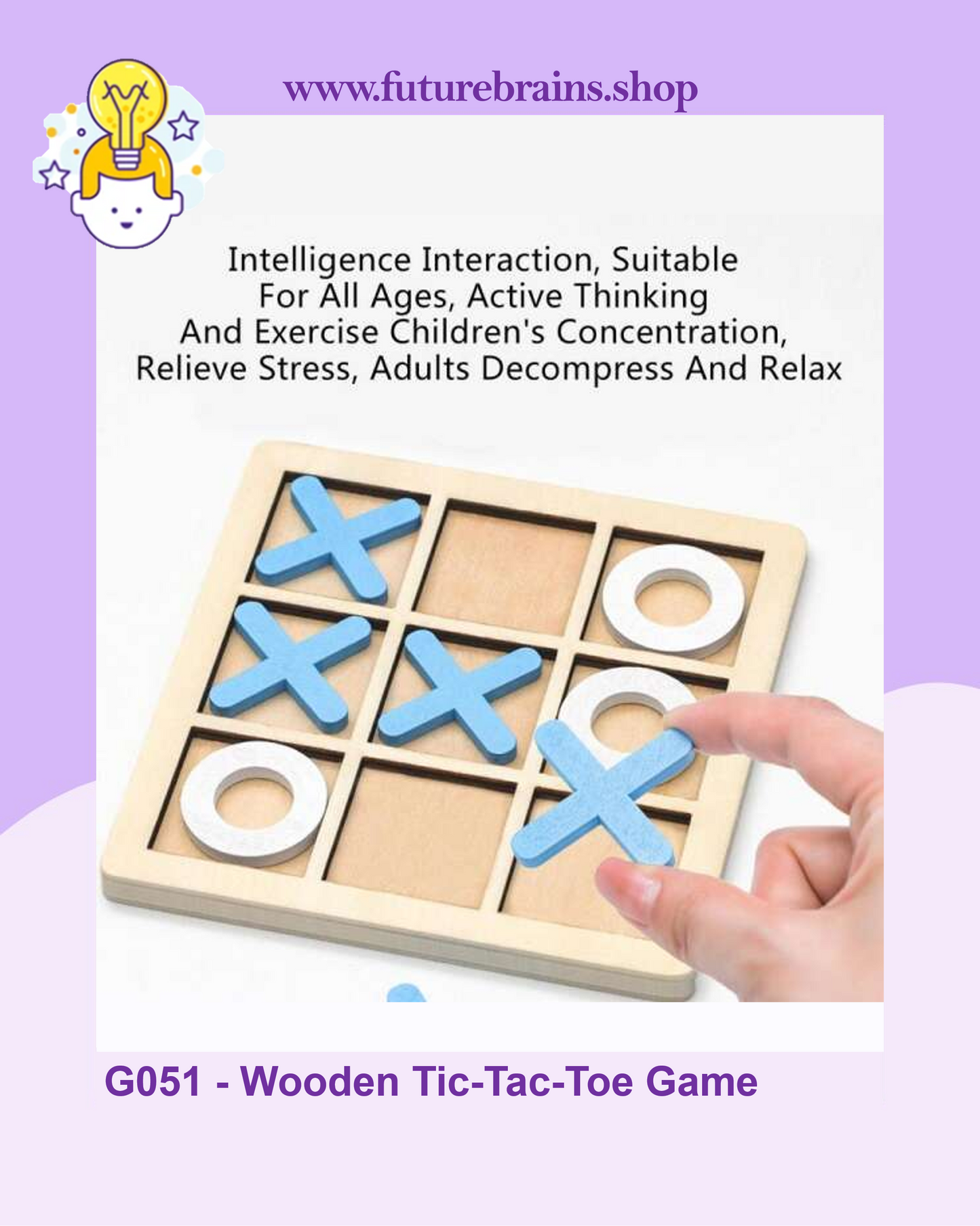 G051 - Wooden Tic-Tac-Toe Board Game