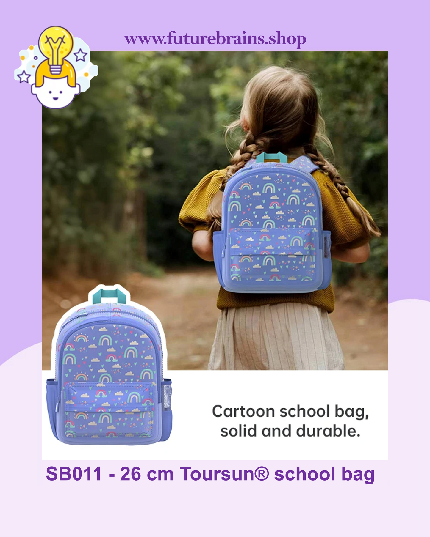 SB011 - 26 cm Toursun® school bag rainbow design