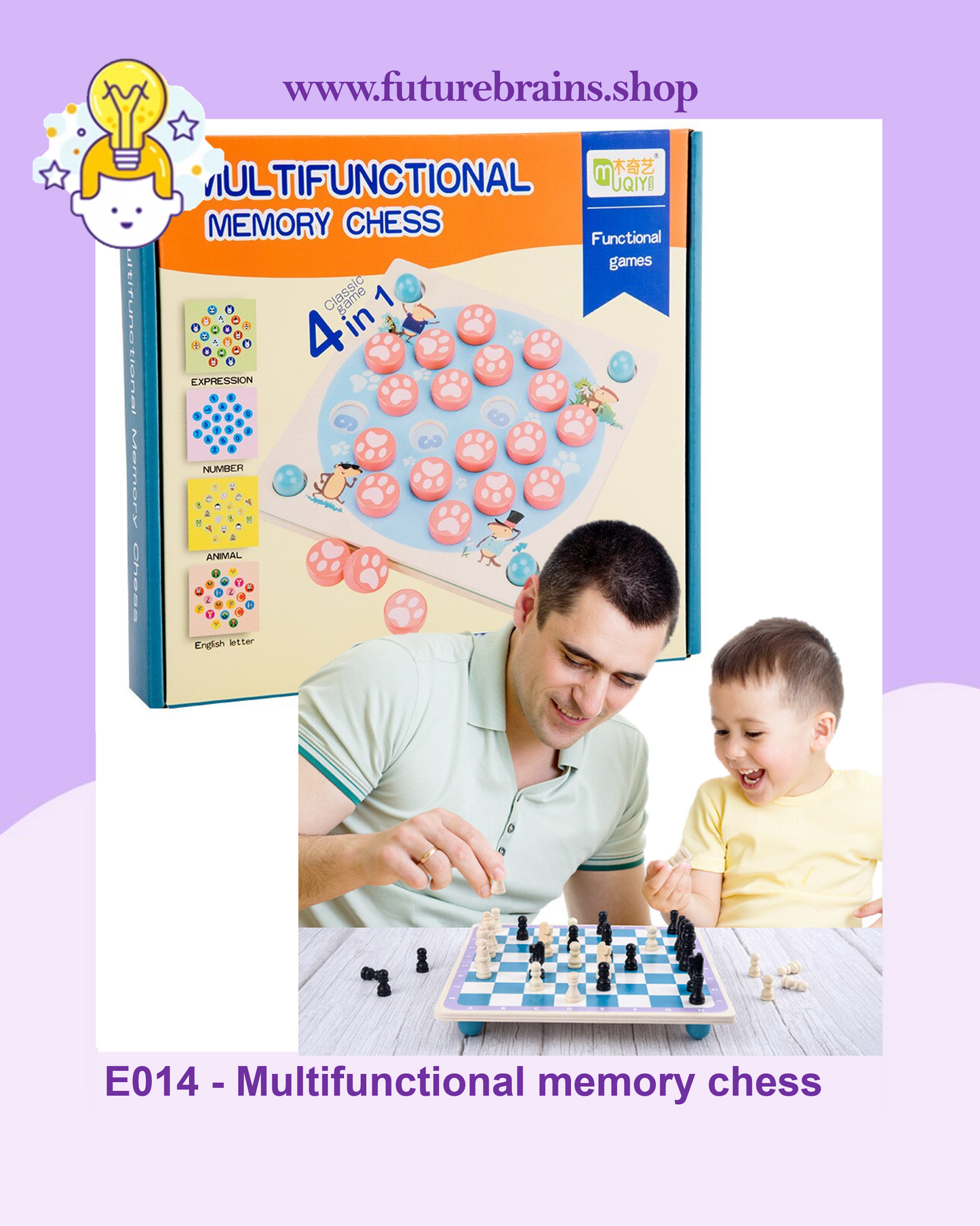 E014 - Multifunctional memory chess (4 in 1 classic games)