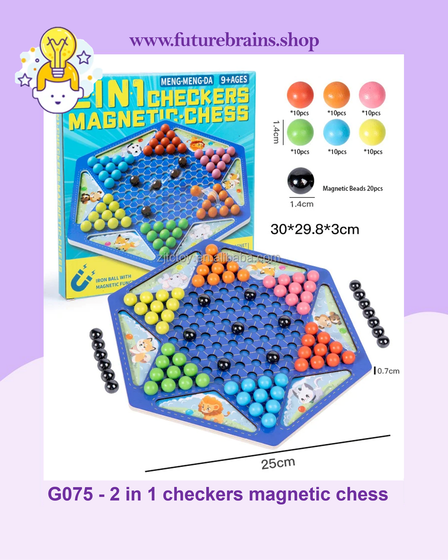 G075 - 2 in 1 checkers magnetic chess