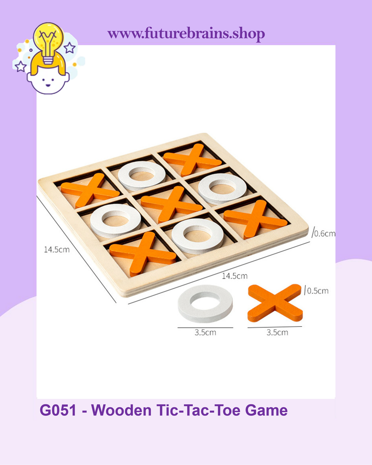 G051 - Wooden Tic-Tac-Toe Board Game